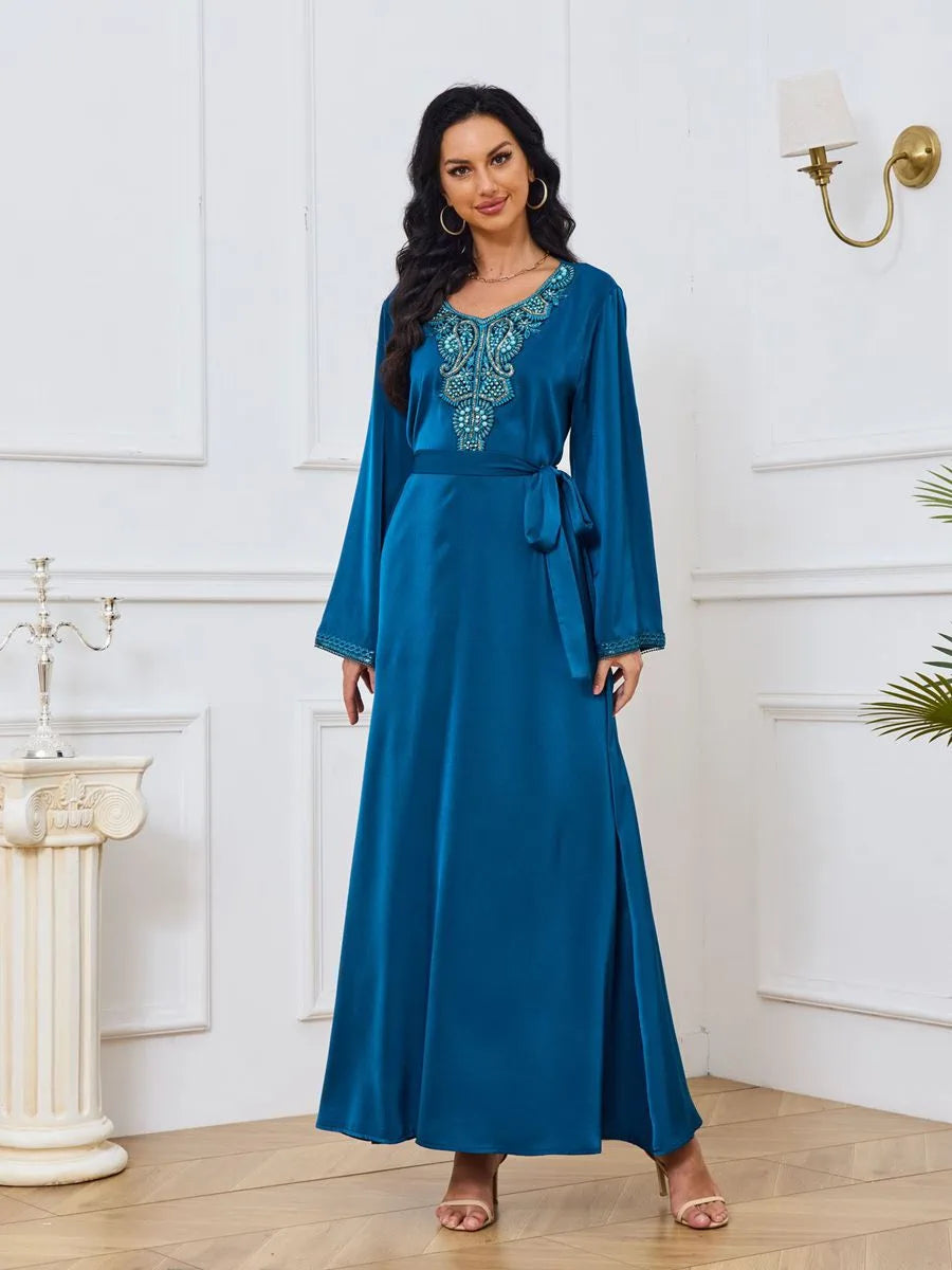Elegant Beaded Eid Caftan Dress for Women - Stylish Kaftan #25033 - Perfect for Eid Celebrations, Weddings & Special Occasions