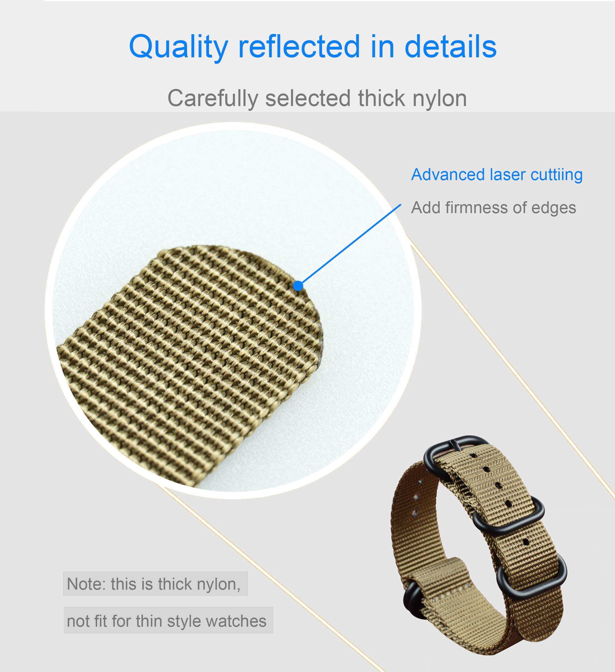 Durable Nylon Watch Band Replacement (18-28mm) - Adjustable & Comfortable Strap for Smartwatches, Fitness Trackers & Outdoor Activities