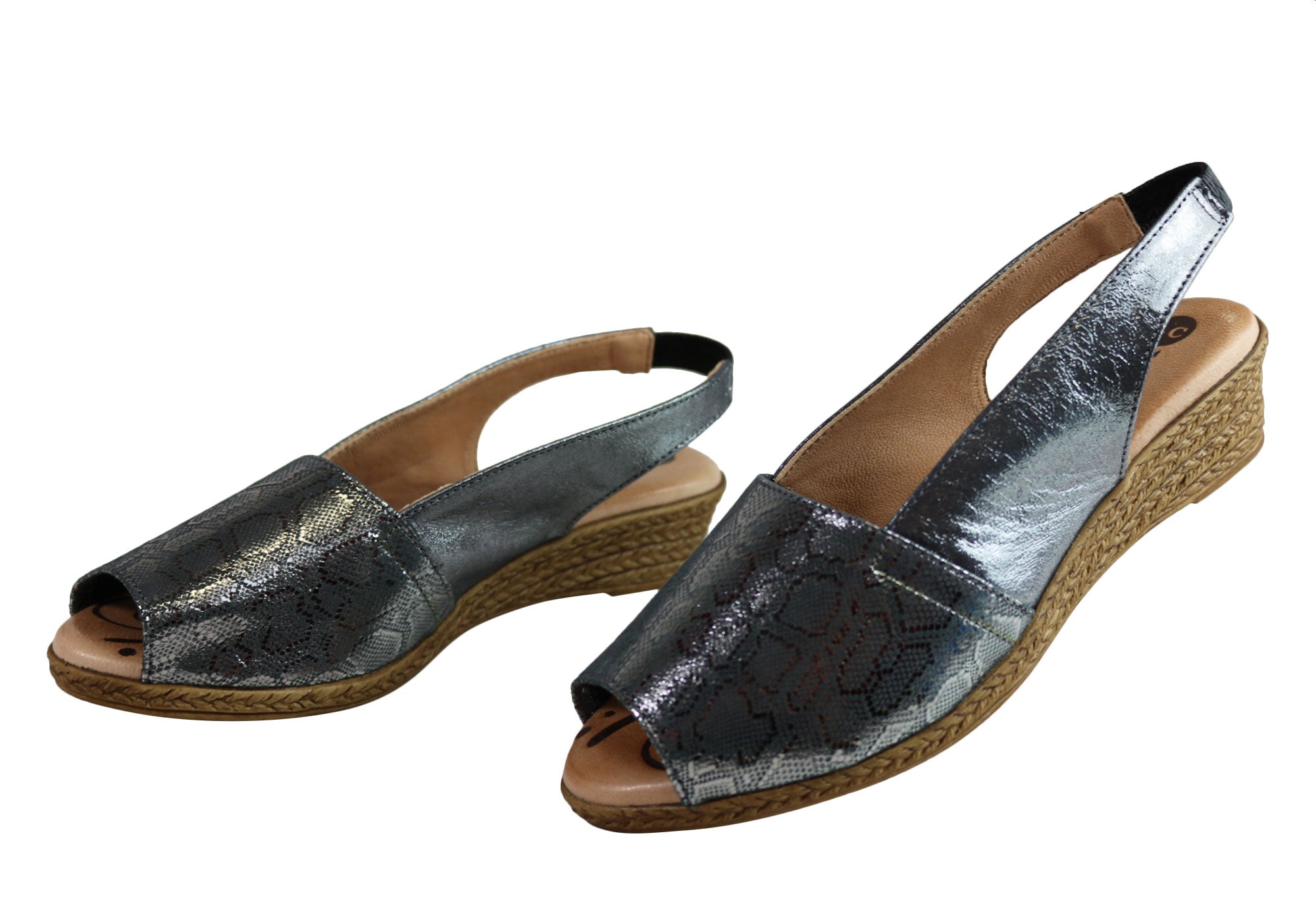 Lola Canales Glee Women's Comfort Leather Wedge Sandals - Handmade in Spain - Perfect for Summer Outings & Beach Vacations