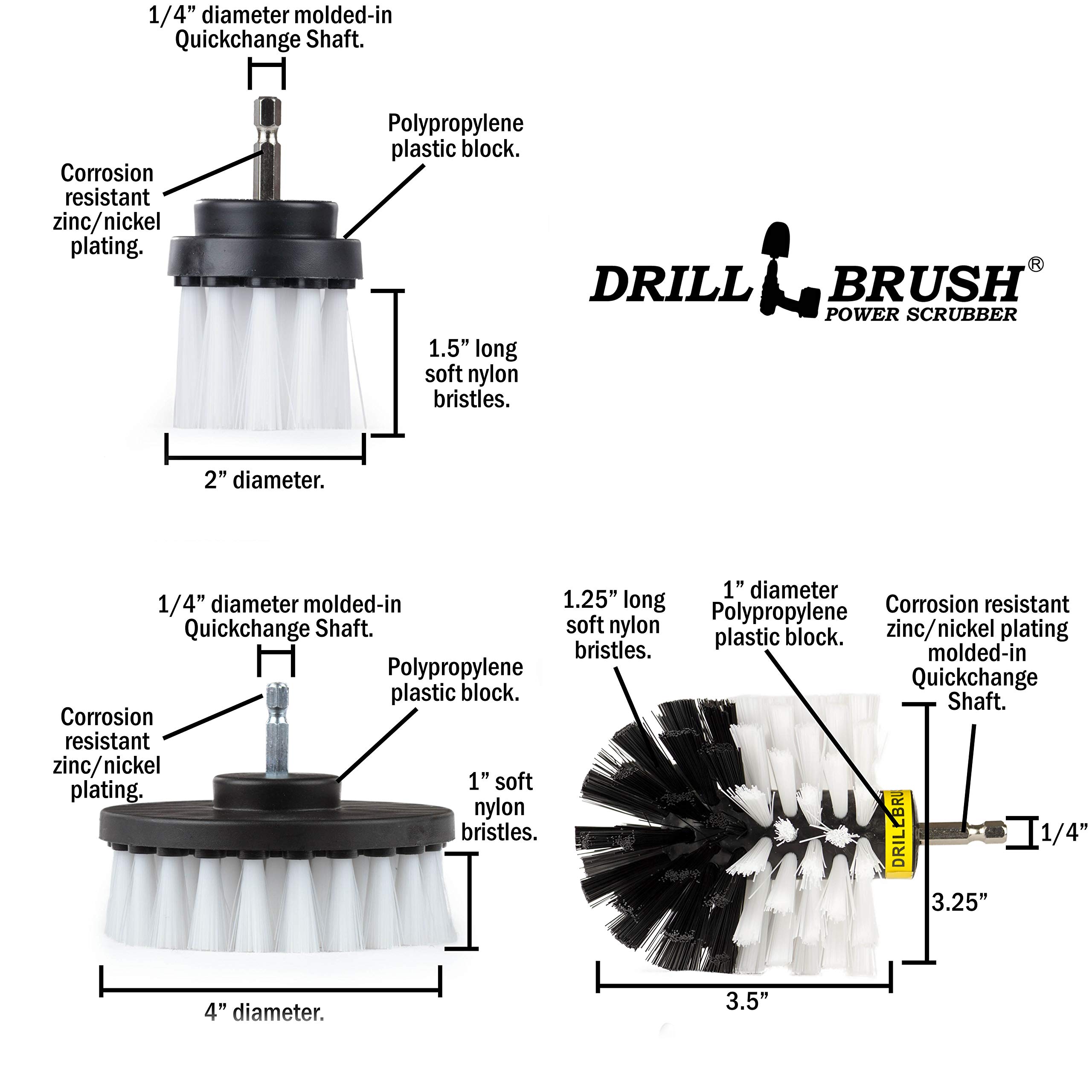 Power Drill Brush Attachment Set - Multi-Surface Cleaning Brush for Drill, Glass, Carpet & Wheels | Car Detailing Kit & Interior Cleaning Tools for Home, Auto & Workshop Use