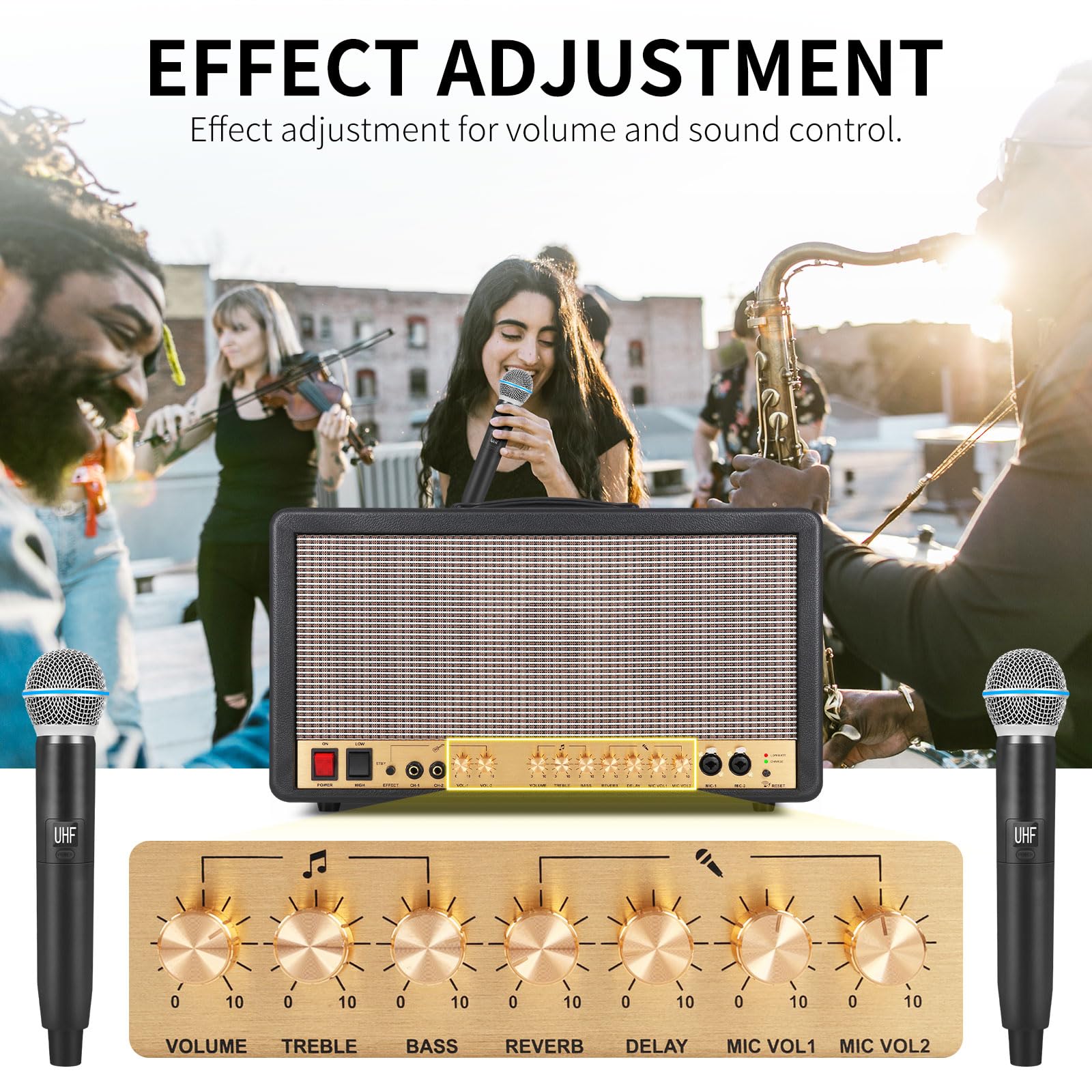 XTUGA QS06 Portable Bluetooth Speaker - Wireless Outdoor Speaker with Multi-Functional Features, Supports Various Sound Effects - Perfect for Camping, Beach, Hiking & Outdoor Adventures