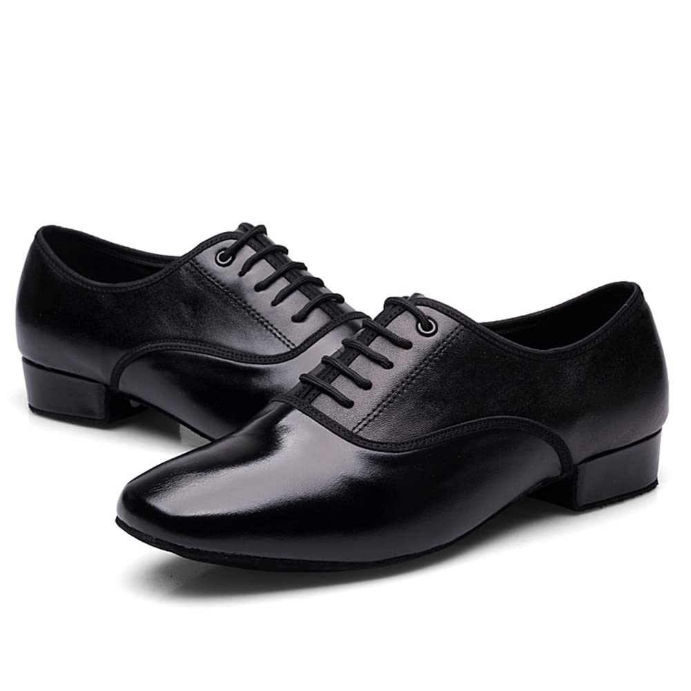 Hipposeus Men's Ballroom Dance Shoes - Genuine Leather Latin Tango Shoes with 1