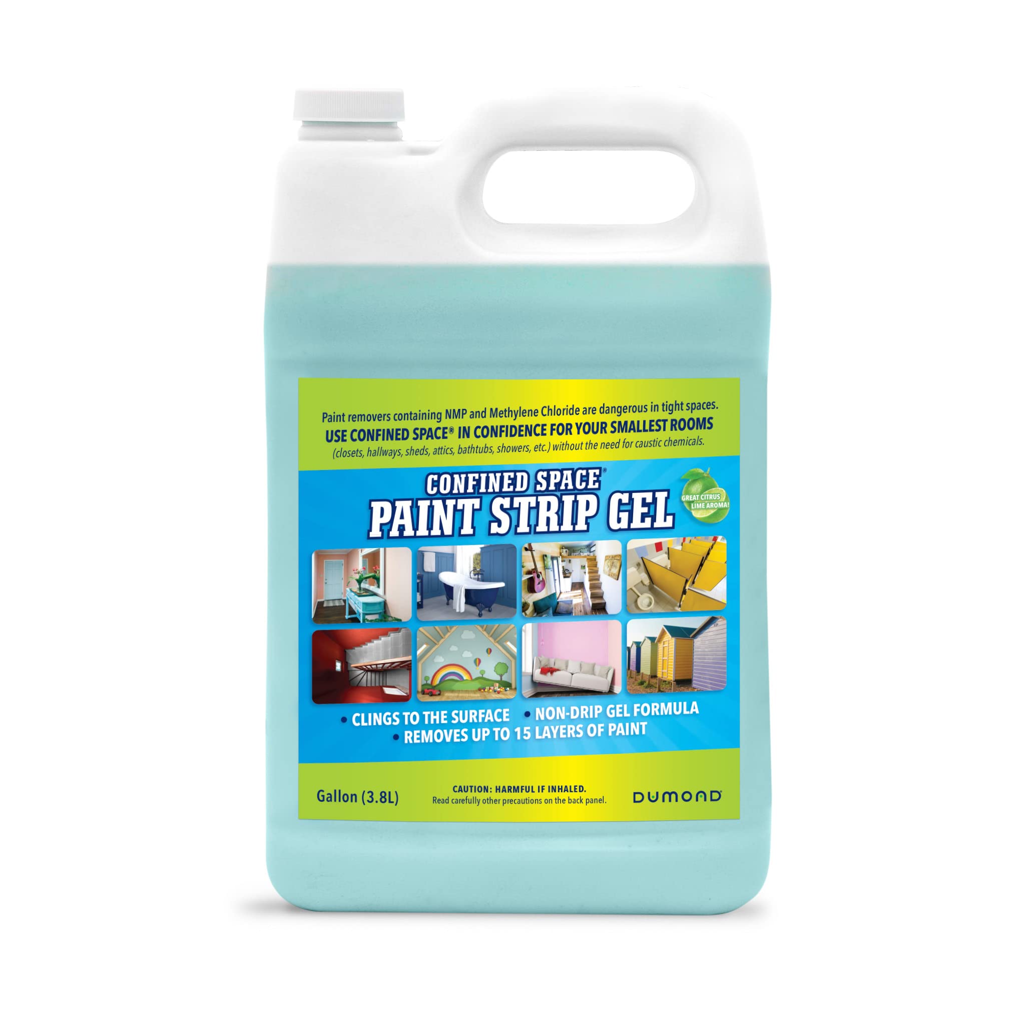 Dumond Confined Space Paint Stripping Gel – Removes Up to 15 Layers of Latex, Oil, Acrylic & Water-Based Paints – Ideal for Small Spaces, Closets, Furniture, Sheds & Attics – Citrus Lime Scent – 1 Gallon – Perfect for Home Renovation & DIY Projects