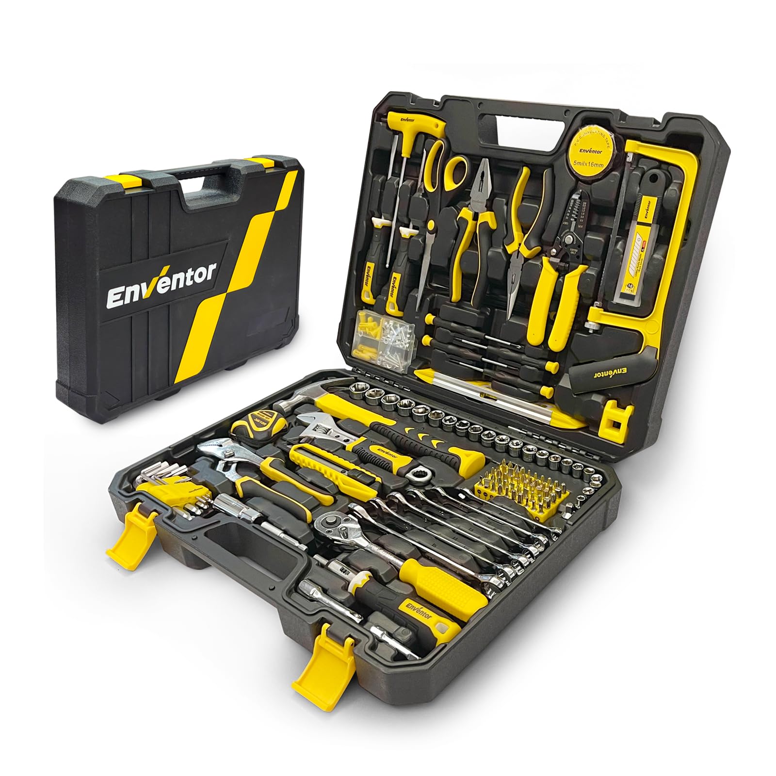 ENVENTOR 220-Piece Home & Auto Repair Tool Kit with Toolbox - Essential Household Hand Tools for Men & Women - Perfect for DIY Projects, Home Maintenance, and Car Repairs
