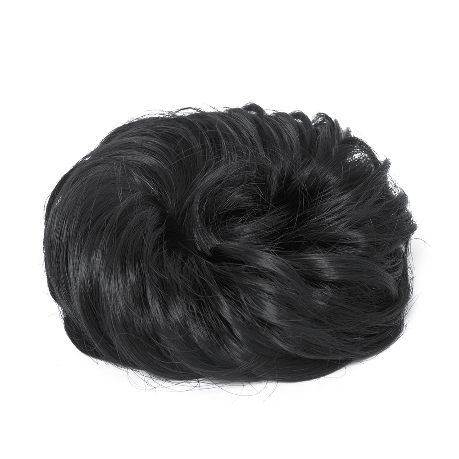 Gramercy Hair Messy Bun & Juda Hair Piece - 100% Human Hair Scrunchies for Women, Curly Wavy Black Elegant Chignons Wedding PS01 | Perfect for Bridal, Prom, and Everyday Stylish Looks