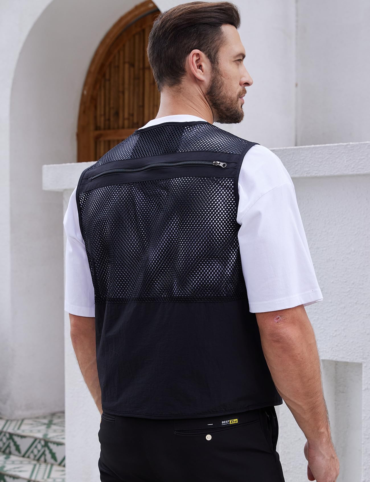 Gihuo Men's Utility Vest - Lightweight Fishing & Safari Vest with Multiple Pockets for Outdoor Travel, Hiking, Camping - Perfect for Summer Adventures