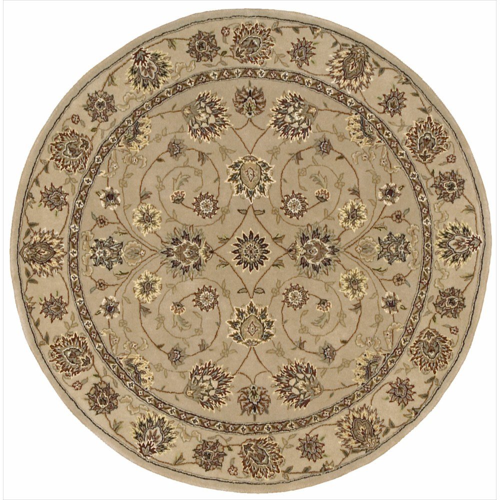 Nourison 2000 Camel Round Area Rug 4' x 4' - Soft Handmade Wool Carpet for Living Room, Bedroom & Office Decor