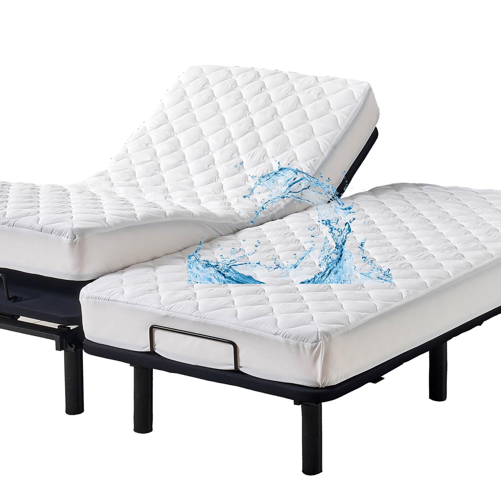 Waterproof Quilted Split California King Mattress Protector - Soft Noiseless Fitted Cover with Enhanced Elastic Pocket for Adjustable Beds (Fits 2 Cali Twin XL 36x84) - Ideal for Allergy Relief, Bedwetting Protection & Enhanced Sleep Comfort