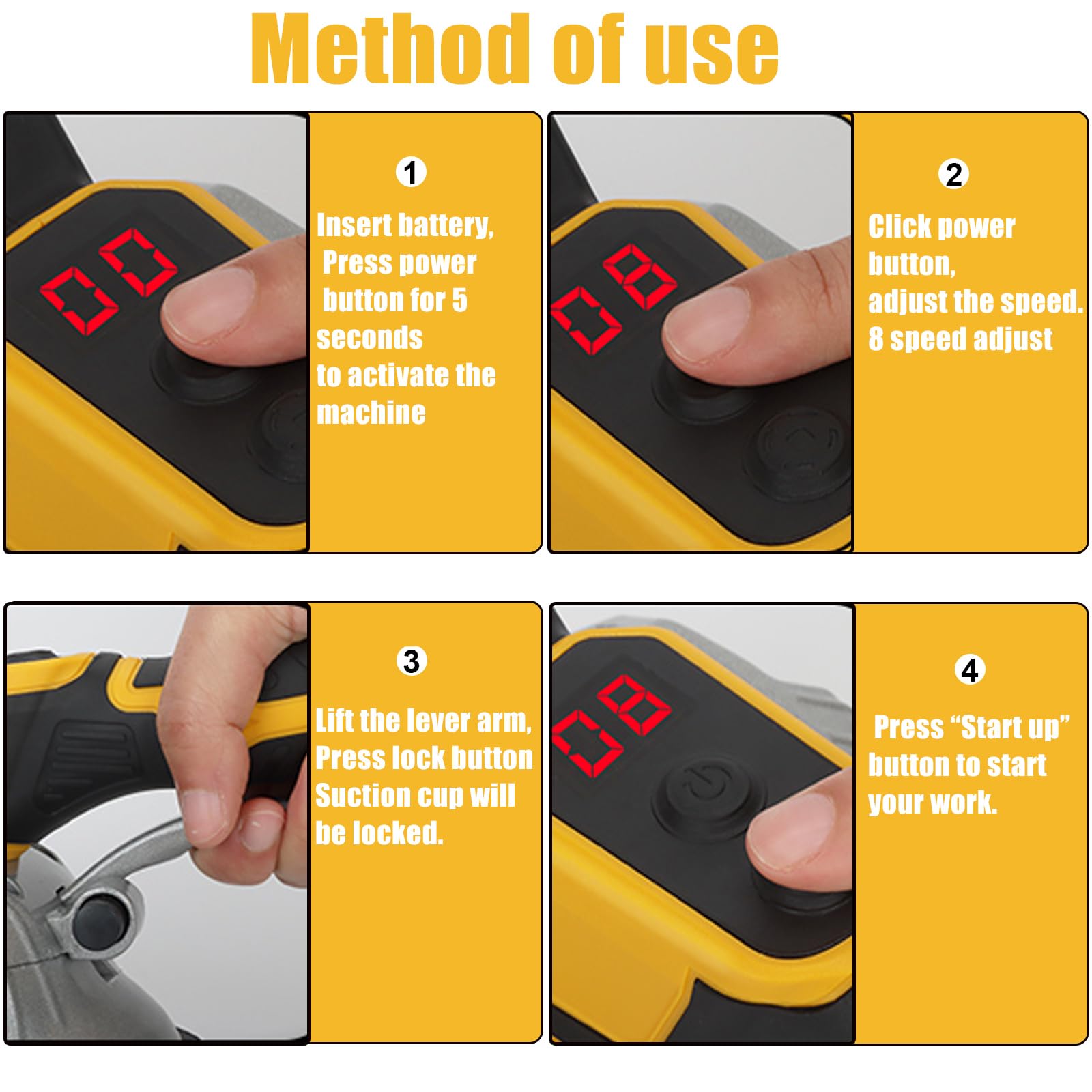 DeWalt 20V Max Cordless Tile Vibration Leveling Machine - 8 Adjustable Speeds with Digital Display, Suction Cup & Lock Design - Perfect for Floor & Wall Tile Installation (Tool Only) - Ideal for DIY Home Renovation & Professional Tiling Projects