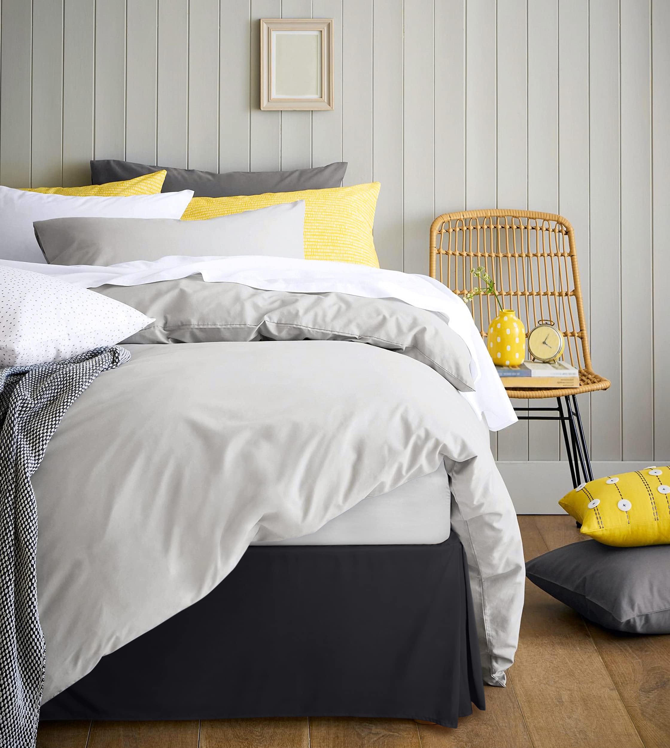 Utopia Bedding King Size Bed Skirt - Soft Quadruple Pleated Ruffle Design with 16 Inch Tailored Drop - Premium Hotel Quality, Shrink & Fade Resistant - Perfect for Master Bedrooms & Guest Rooms (King, Black)