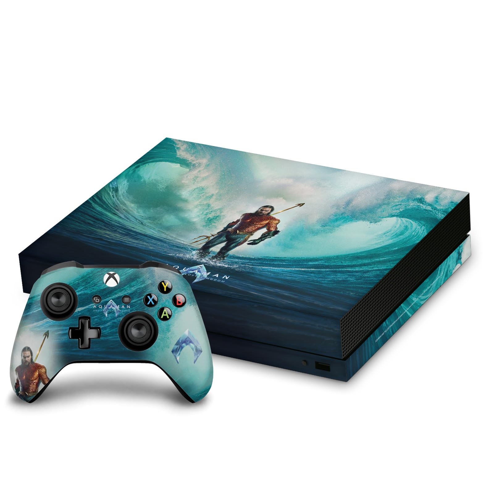 Official Aquaman and The Lost Kingdom Licensed Vinyl Decal Skin - Compatible with Xbox One X Console & Controller Bundle - Gaming Accessories for Movie Fans & Gamers