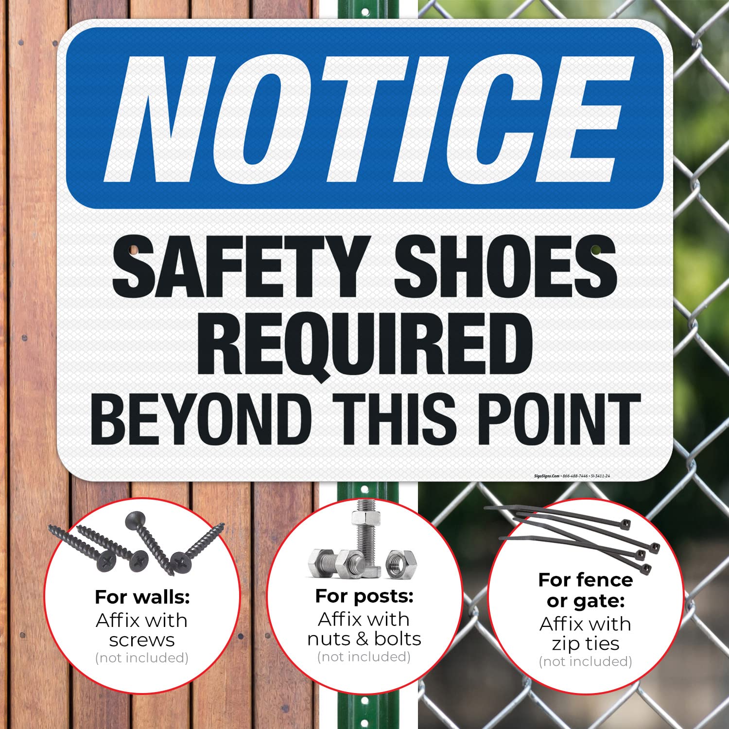 OSHA Compliant Safety Shoes Required Beyond This Point Sign - 18x24 Inches, 3M EGP Reflective .080 Aluminum - Fade Resistant for Indoor & Outdoor Use - Made in USA - Perfect for Construction Sites, Warehouses & Industrial Areas