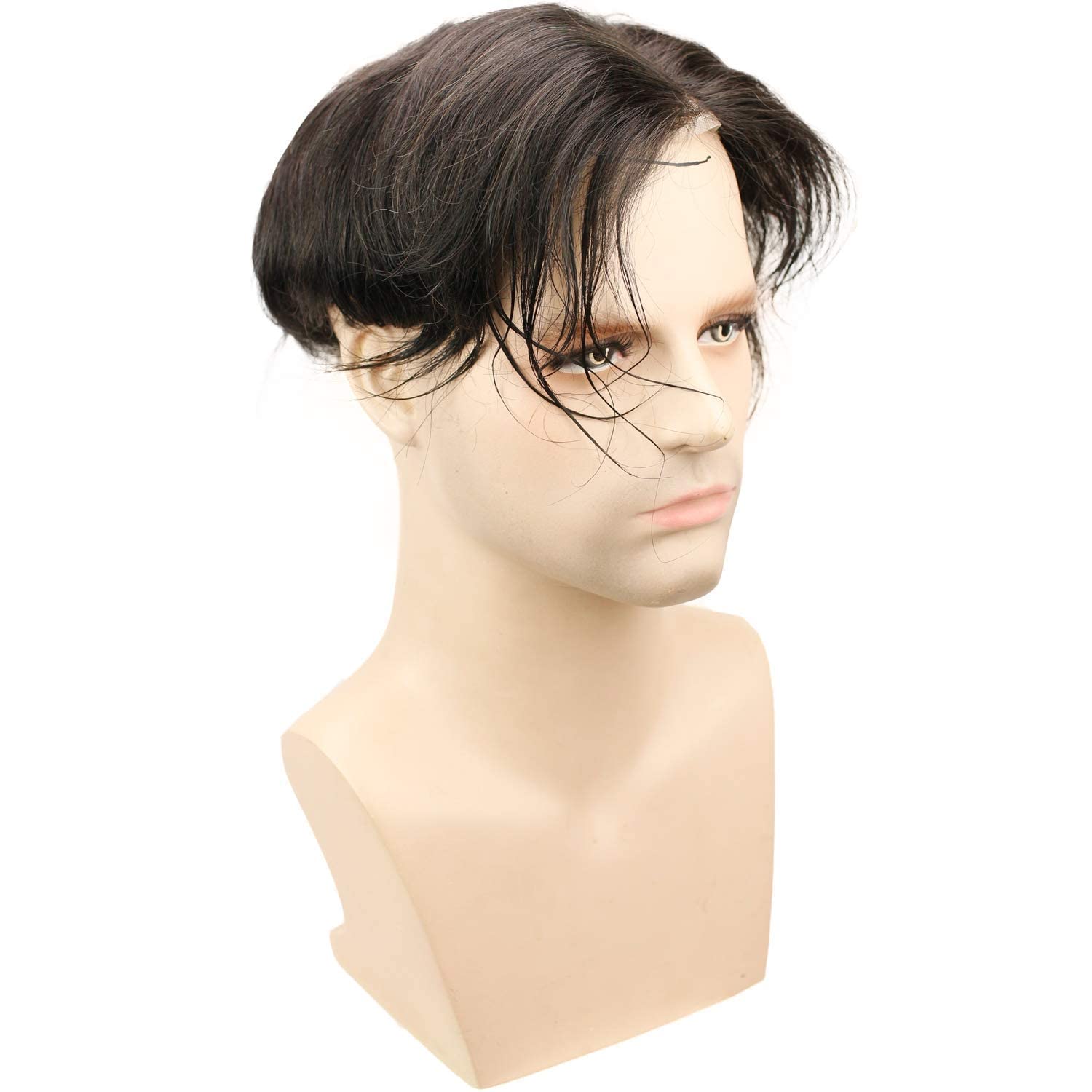 Premium Swiss Full Lace Men's Toupee - 100% European Real Human Hair Replacement System - Natural Black Hairpiece for Men - Perfect for Daily Wear, Special Occasions & Hair Loss Solutions