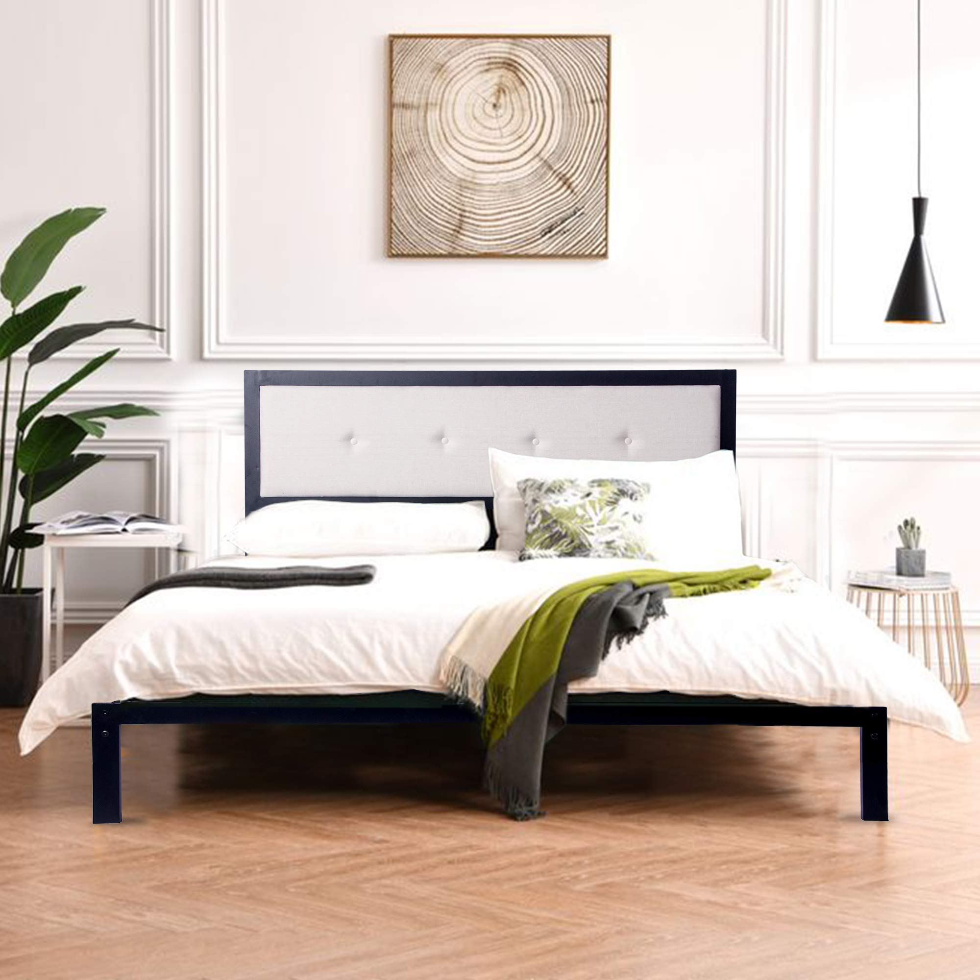 Luckyermore Full Size Bed Frame with Headboard - Heavy Duty Metal Platform, 12