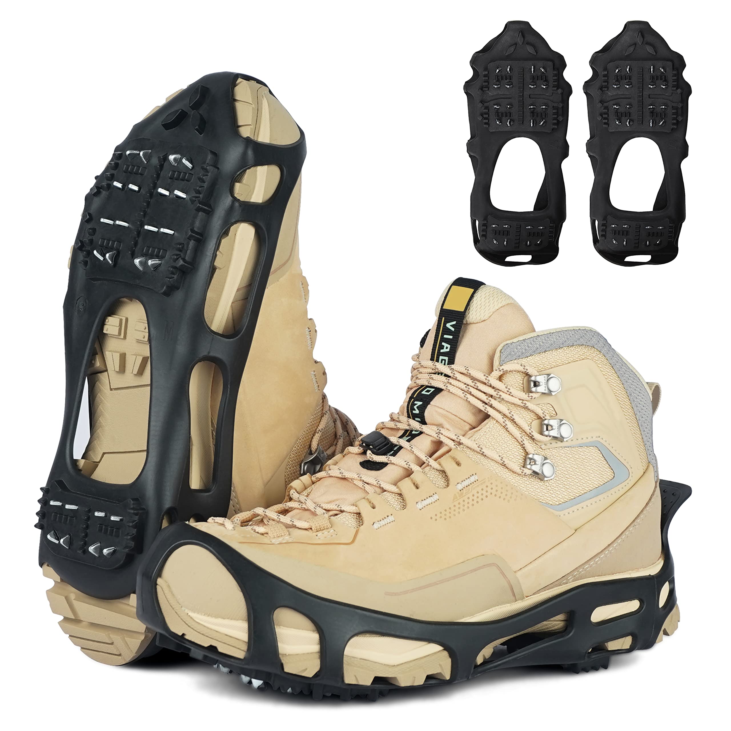Ice Cleats for Shoes & Boots - Non-Slip Snow Traction Crampons for Men & Women - Anti-Slip Ice Grippers for Hiking, Fishing & Winter Walking - Perfect for Snowy Trails, Icy Sidewalks & Outdoor Adventures