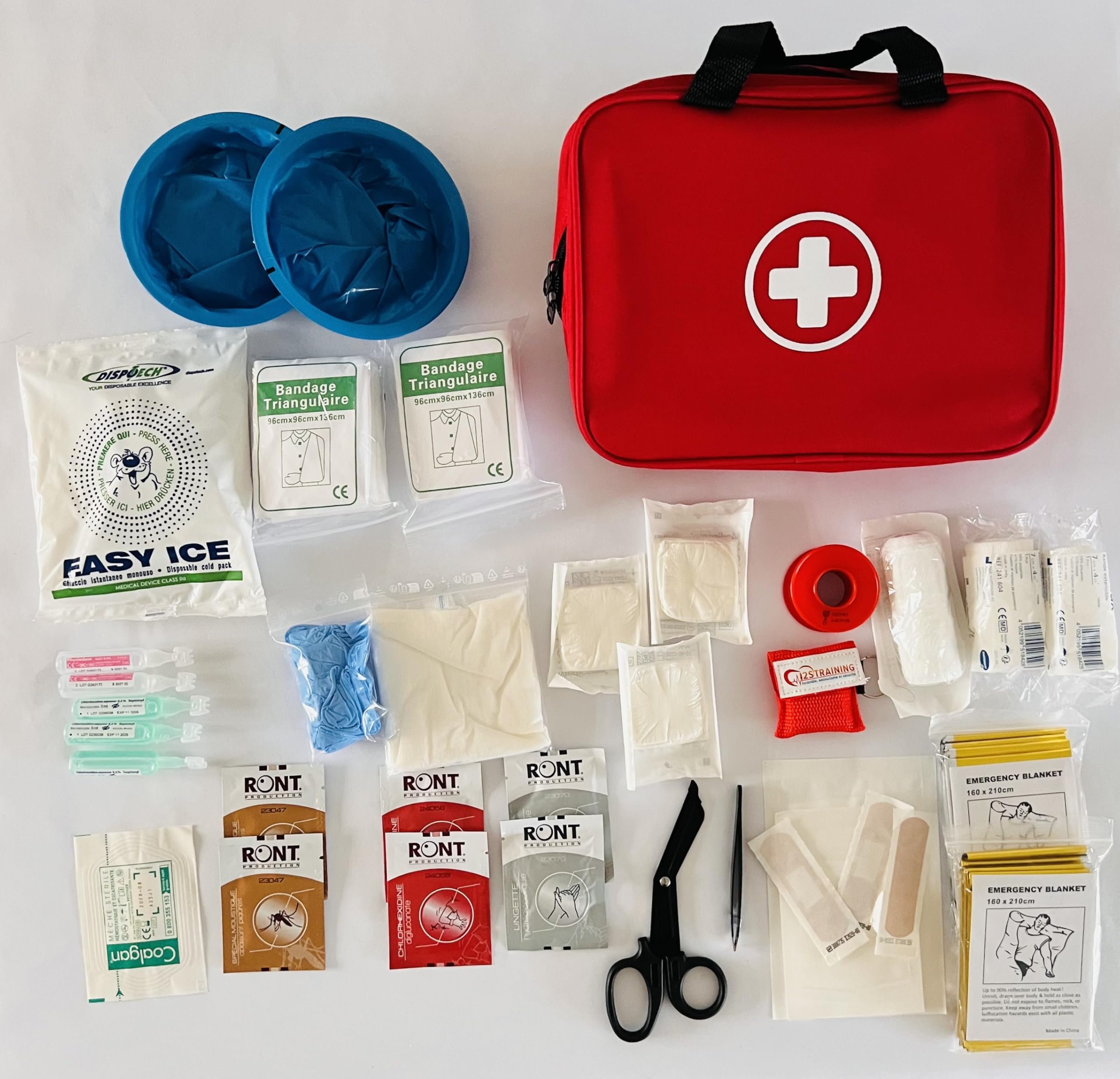 Premium First Aid Kit - 200-Piece Complete Medical Emergency Supplies for Home, Car & Travel - Red Compact Case - Made in France - Ideal for Camping, Workplace & Outdoor Adventures
