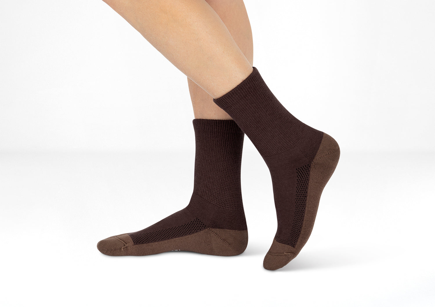 Comfortable Padded Sole Socks for Men & Women - Dark Brown - Cushioned Foot Support for Home, Office & Travel