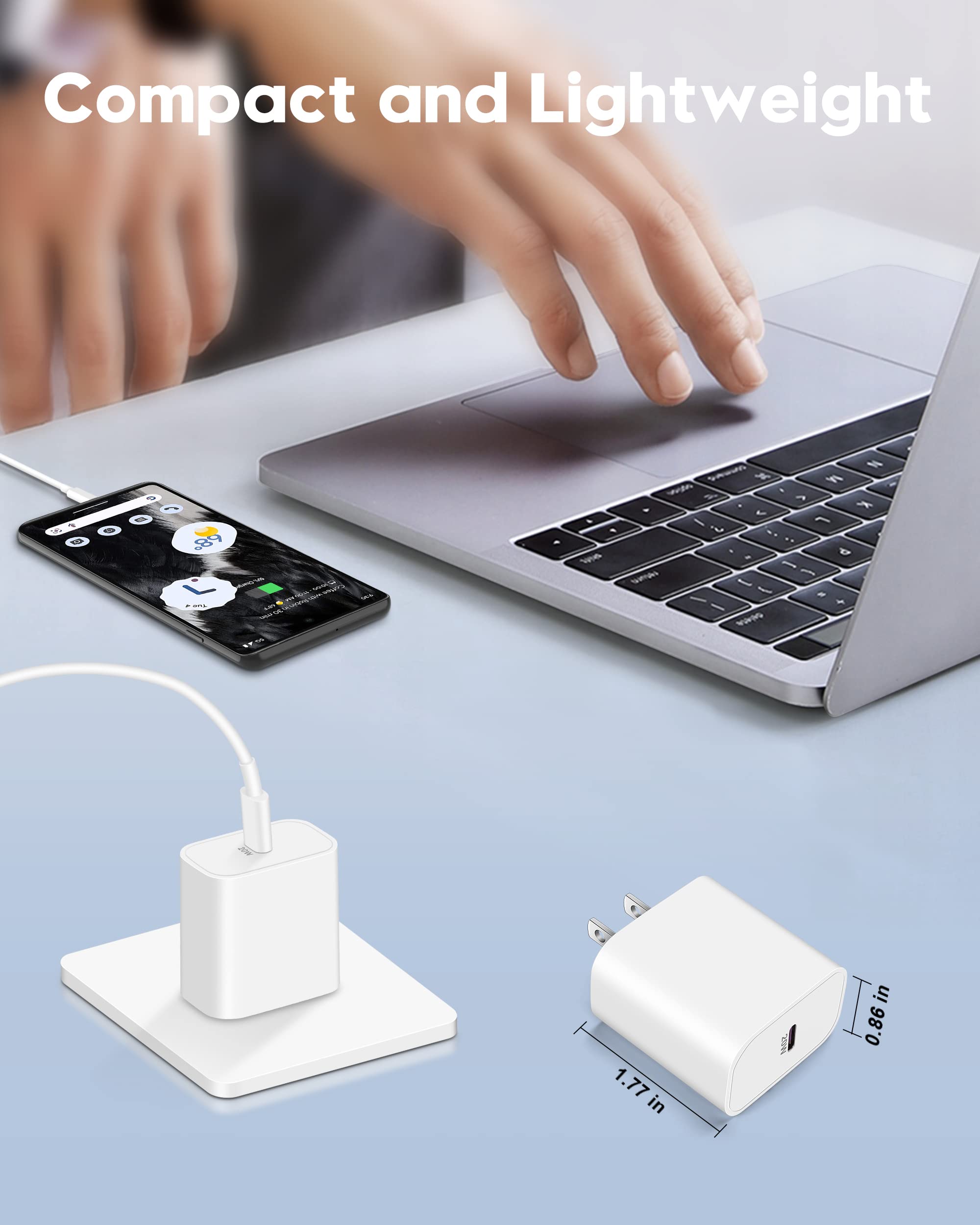 20W USB C Fast Charger Block & 3FT Cable 2-Pack - Compatible with iPhone 16/16 Plus/16 Pro/16 Pro Max/15/15 Plus/15 Pro/15 Pro Max, iPad, AirPods - Quick Charge for Home, Office & Travel