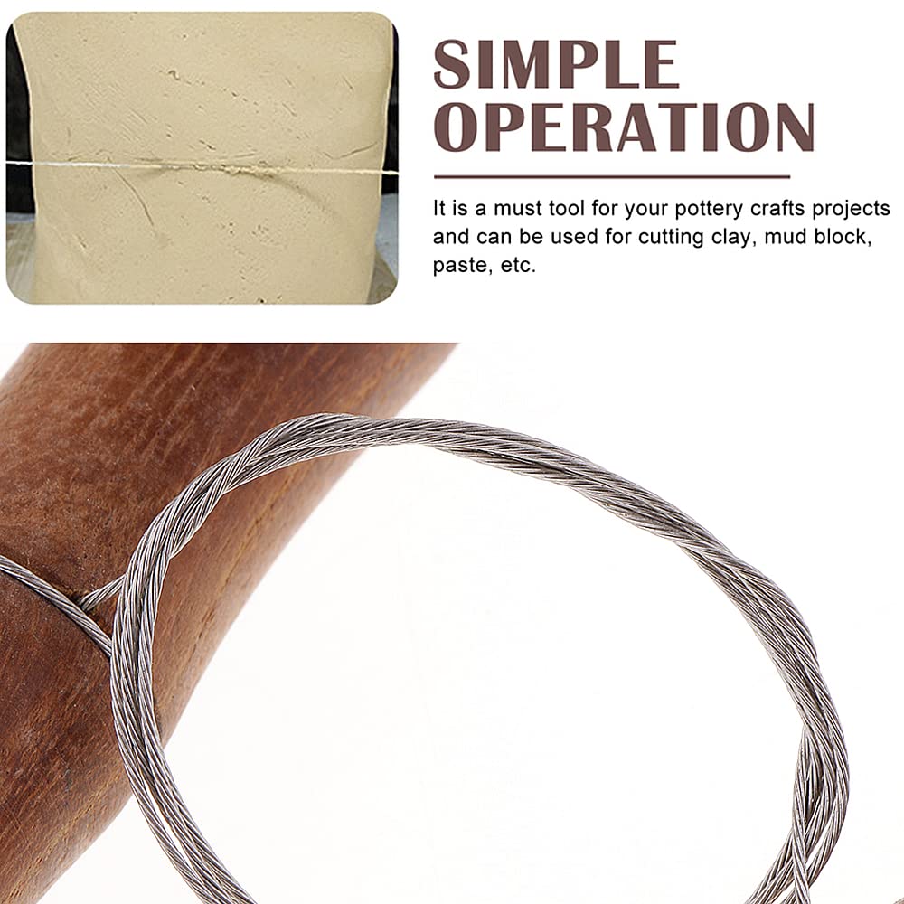 Stainless Steel Twisted Wire Clay Cutter with Wood Handle - Professional Pottery Tool for Cutting Clay, Dough, Plasticine & Cheese - Perfect for Ceramic Art, Sculpture & DIY Crafts