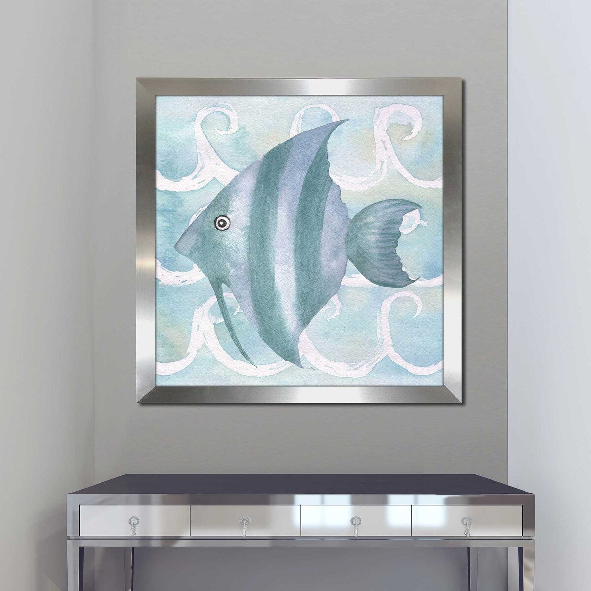 Azure Sea Creatures IV Square Acrylic Wall Art Print - Perfect for Beach House Decor, Ocean Theme Bedroom & Coastal Living Room