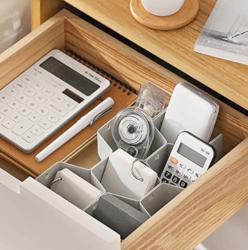 Onerbuy 8-Piece DIY Honeycomb Closet Organizer Drawer Dividers - Plastic Storage Boxes for Underwear, Socks, Bras, Ties, Belts, Scarves & Makeup (Grey) | Space-Saving Cabinet Partition for Bedroom, Bathroom & Office Organization