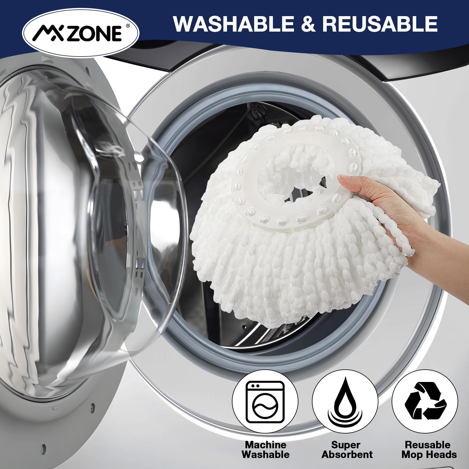 5 Pack Spin Mop Replacement Heads - Universal Fit for Hurricane 360° Spin Mop Systems - Microfiber Round Mop Refills for Deep Cleaning Floors, Tiles & Hardwood Surfaces - Perfect for Kitchen, Bathroom & Household Cleaning
