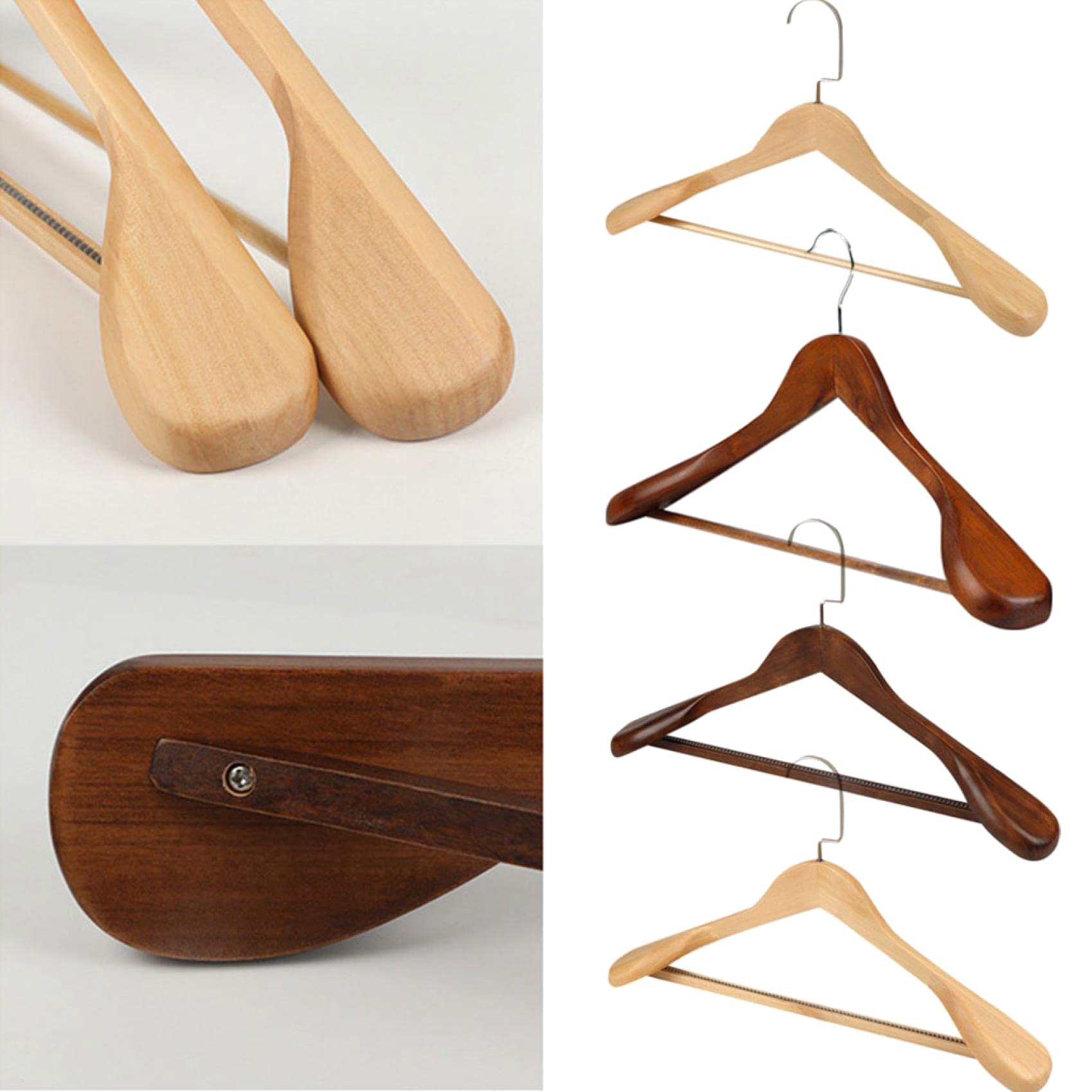 Premium Solid Wood Suit Hangers - Yu2d Wide Shoulder Wooden Coat Hangers for Heavy Jackets & Dresses (Set of 10) - Perfect for Closet Organization, Wardrobe Storage & Luxury Garment Care