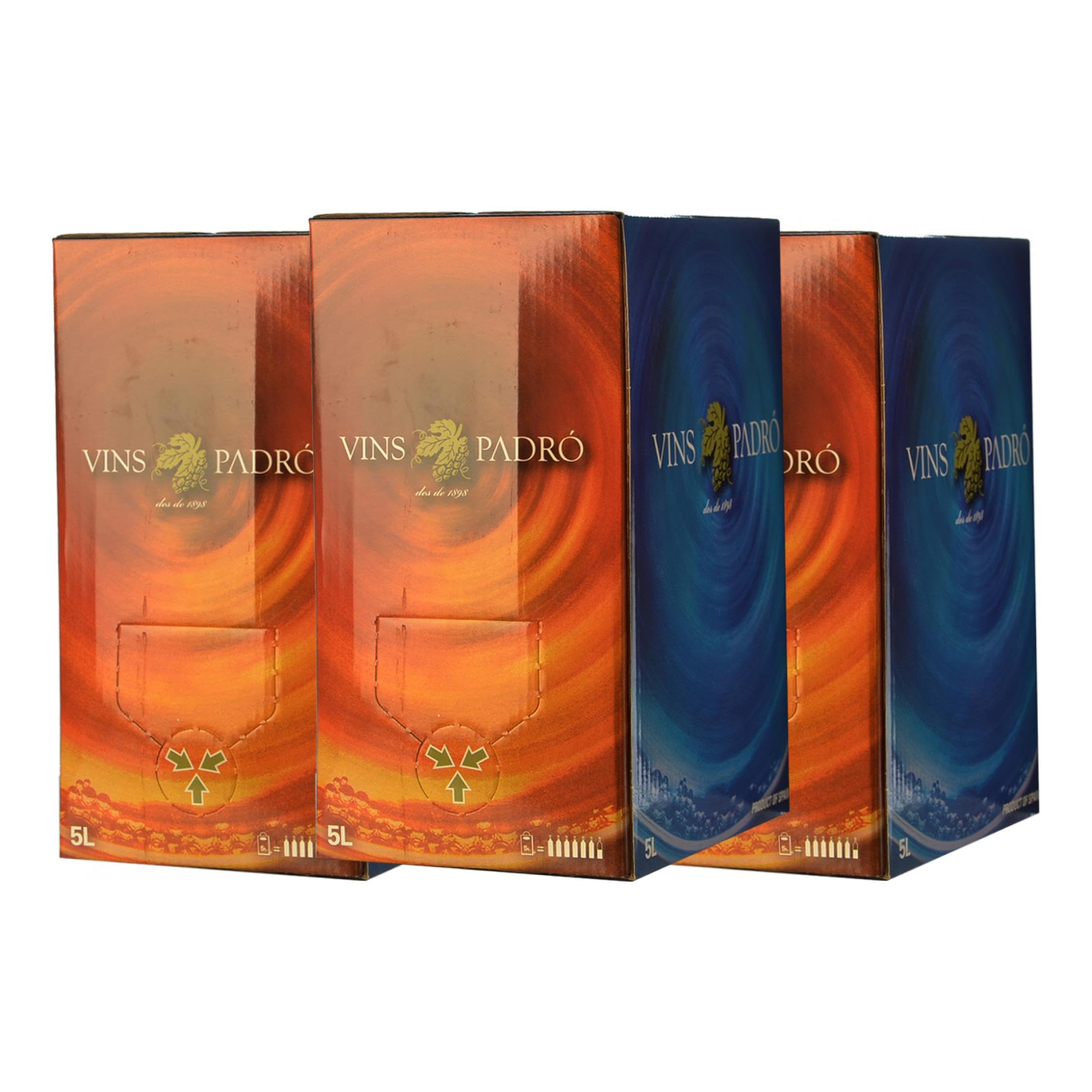 Padró Negre Bag in Box 5L - Premium Spanish Red Wine (3-Pack of 5L Boxes) | Perfect for Parties, Restaurants & Large Gatherings