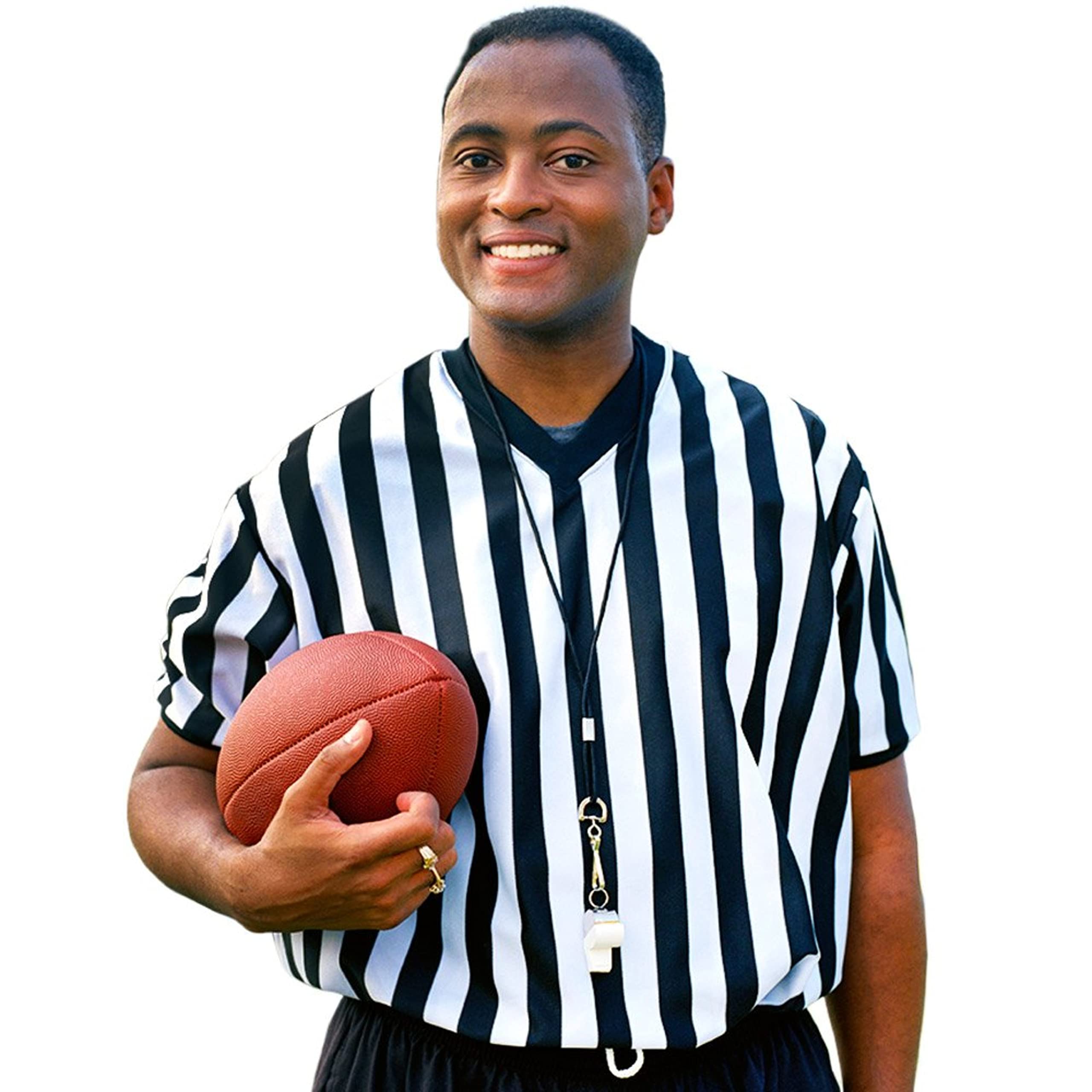 Men's Referee V-Neck Jersey - Official Striped Umpire Shirt for Sports Games