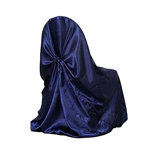 50 Pack Navy Blue Satin Chair Covers - Universal Slipcovers for Patriotic Events, Veterans Day & 4th of July Party Decorations | Perfect for Ceremonies, Weddings & Banquets