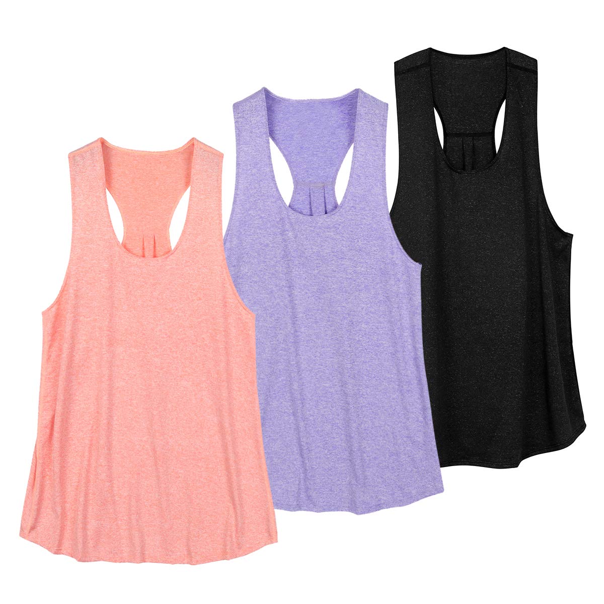 VEQKING Women's Workout Tank Tops - Loose Fit Racerback Muscle Tanks for Yoga, Running, Gym & Exercise - Breathable Sleeveless Shirts Pack for Active Women | Perfect for Fitness, Sports & Casual Wear