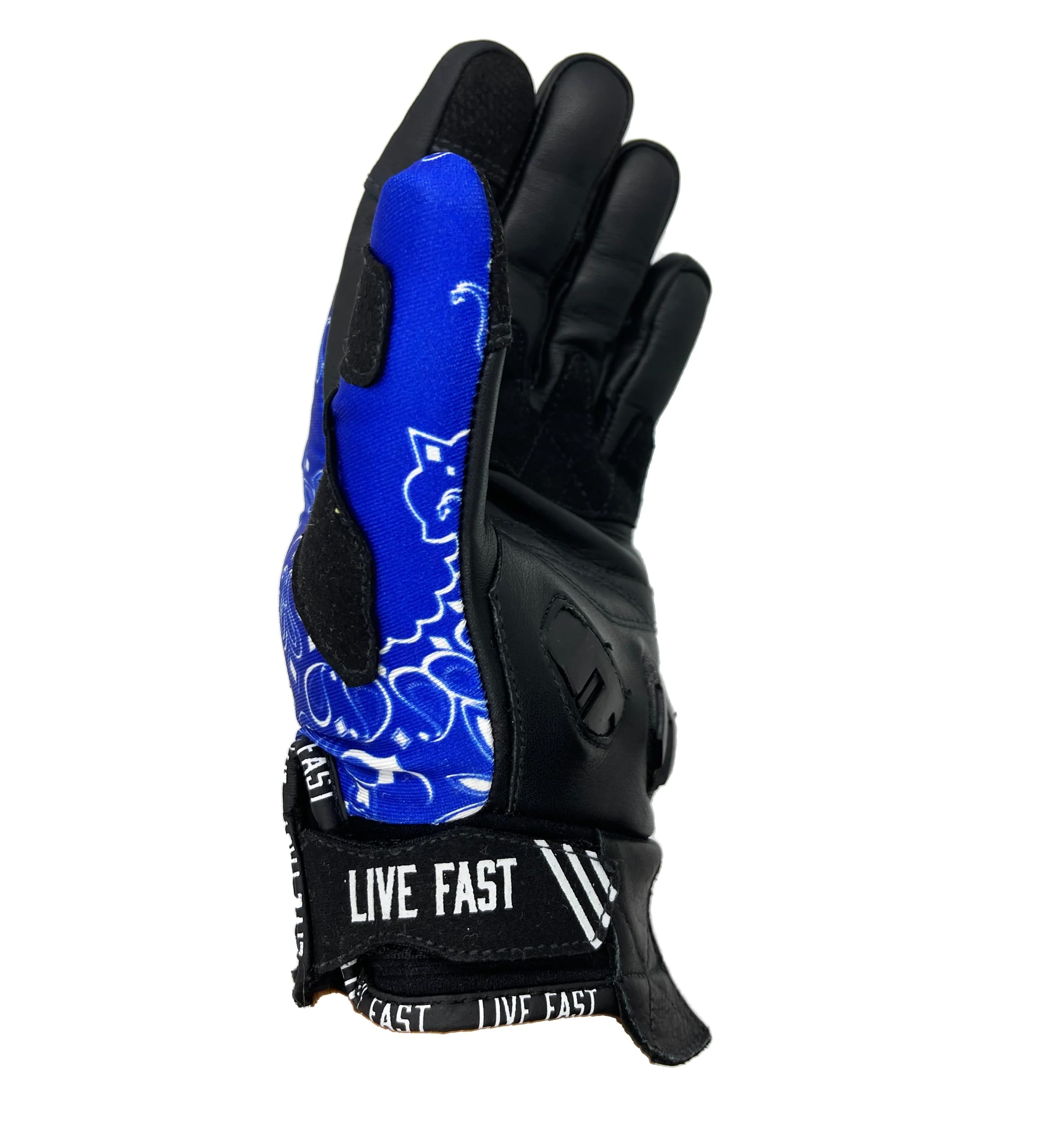 Blue Paisley Live Fast Motorcycle Gloves - Breathable & Protective Riding Gloves for Men & Women - Perfect for Cruiser, Sport Bike & Street Motorcycle Riding