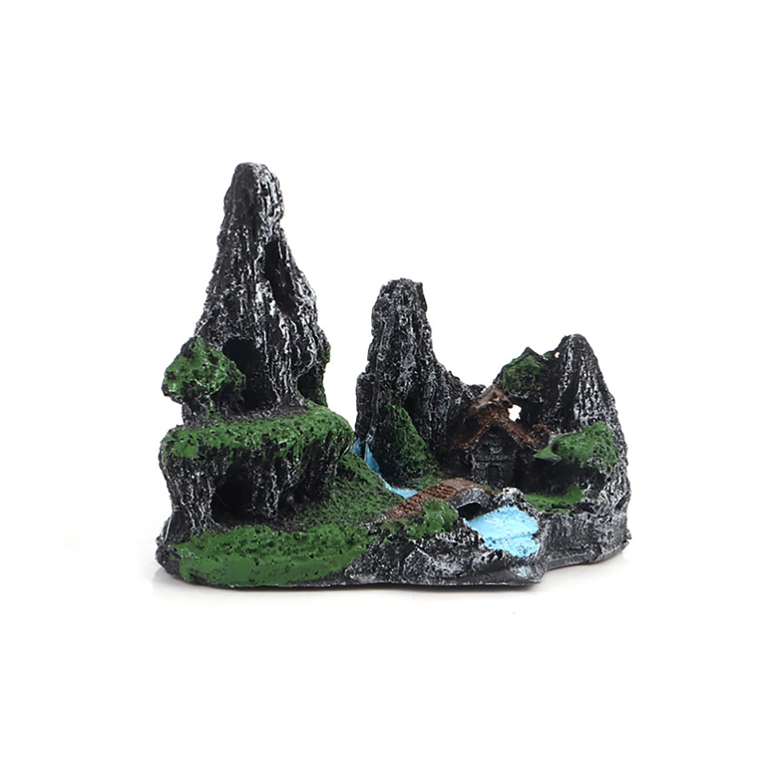US Fish Tank Decoration - Realistic Artificial Mountain Rockery with Hiding Caves | Long-Lasting Aquarium Ornament for Freshwater & Saltwater Tanks | Perfect for Betta Fish, Goldfish & Tropical Fish Habitat
