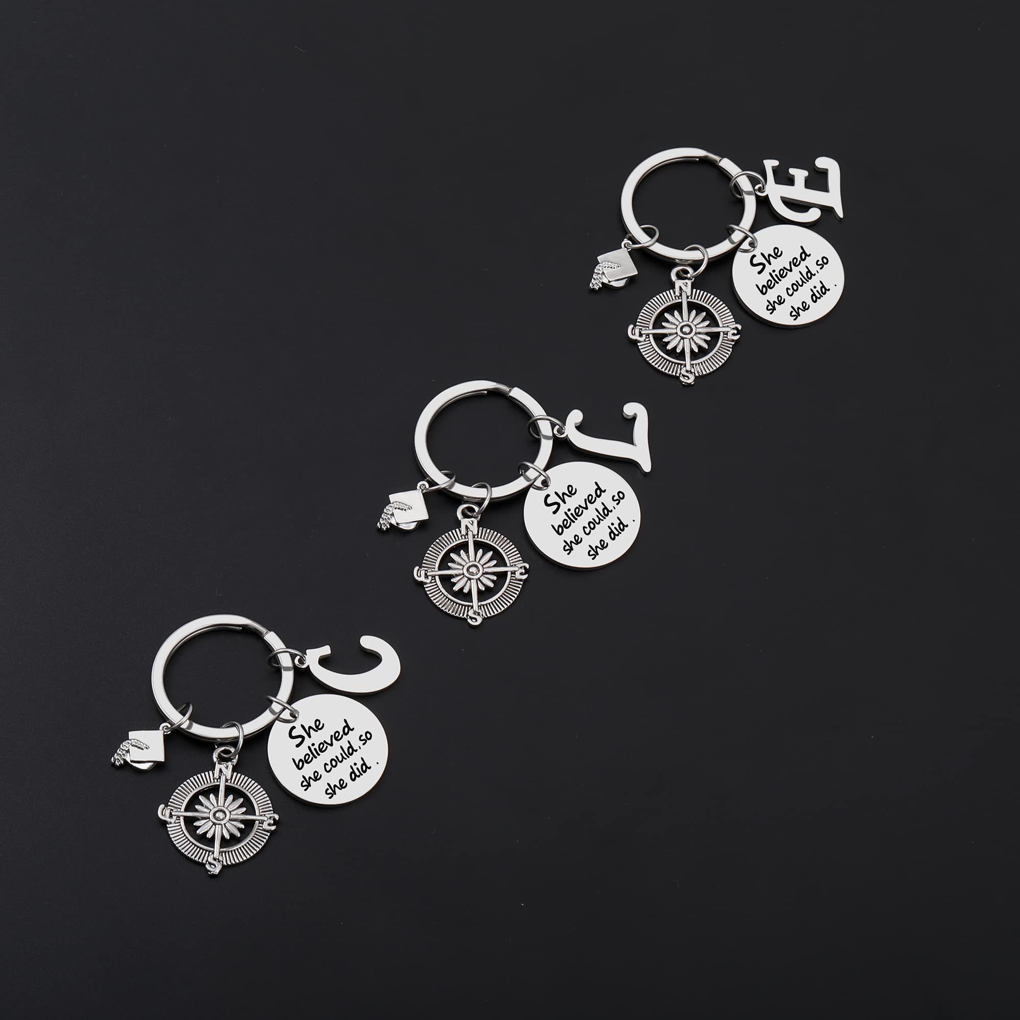 GLIVEOR Graduation Gift Compass Keychain for Women - Inspirational College & High School Graduation Present for Her - Perfect for Graduates, Students, and Friends