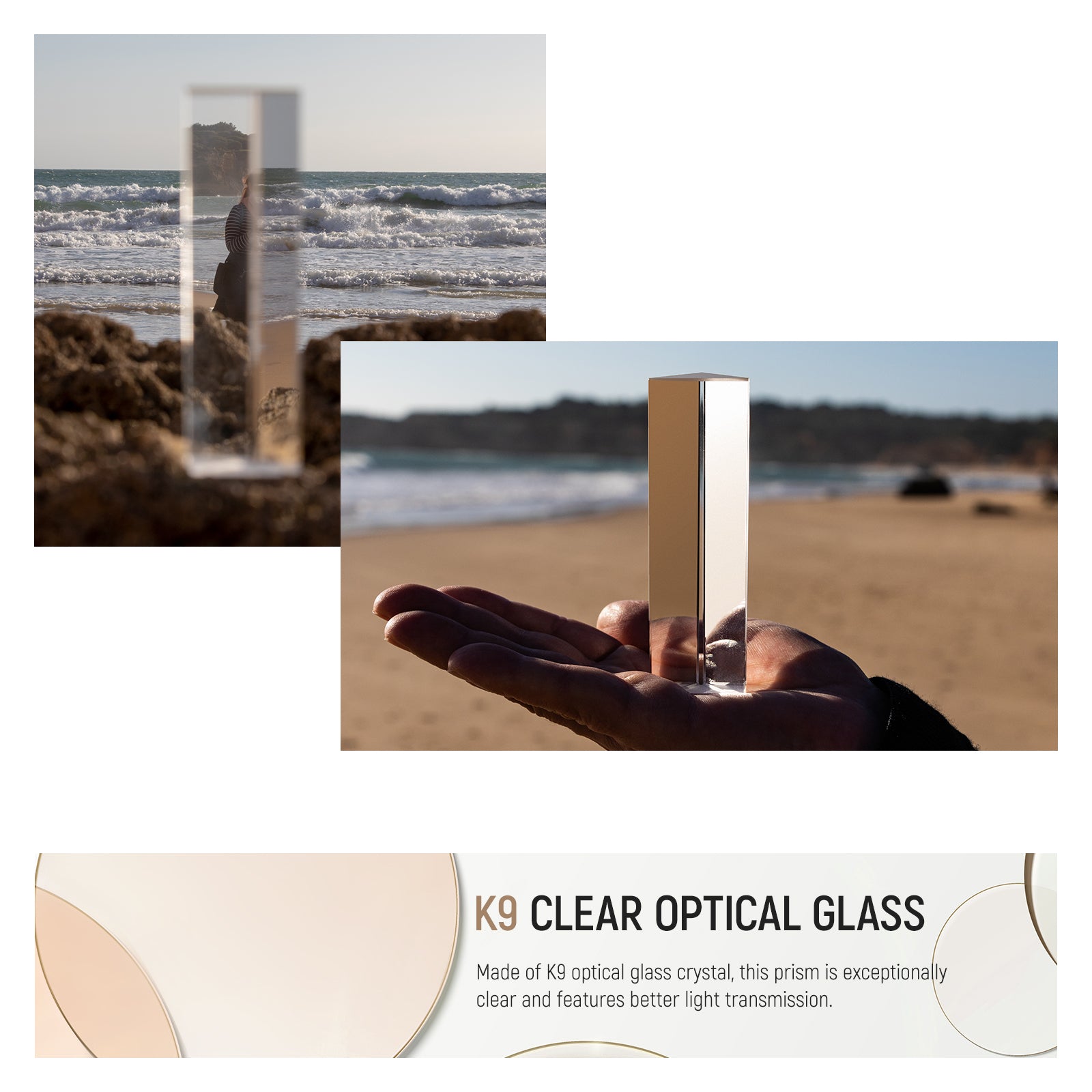 NEEWER OG6 2 Pack 6 Inch/15cm Triangular Prism Set - Optical Glass Prisms for Photography, Science Experiments & Rainbow Light Effects