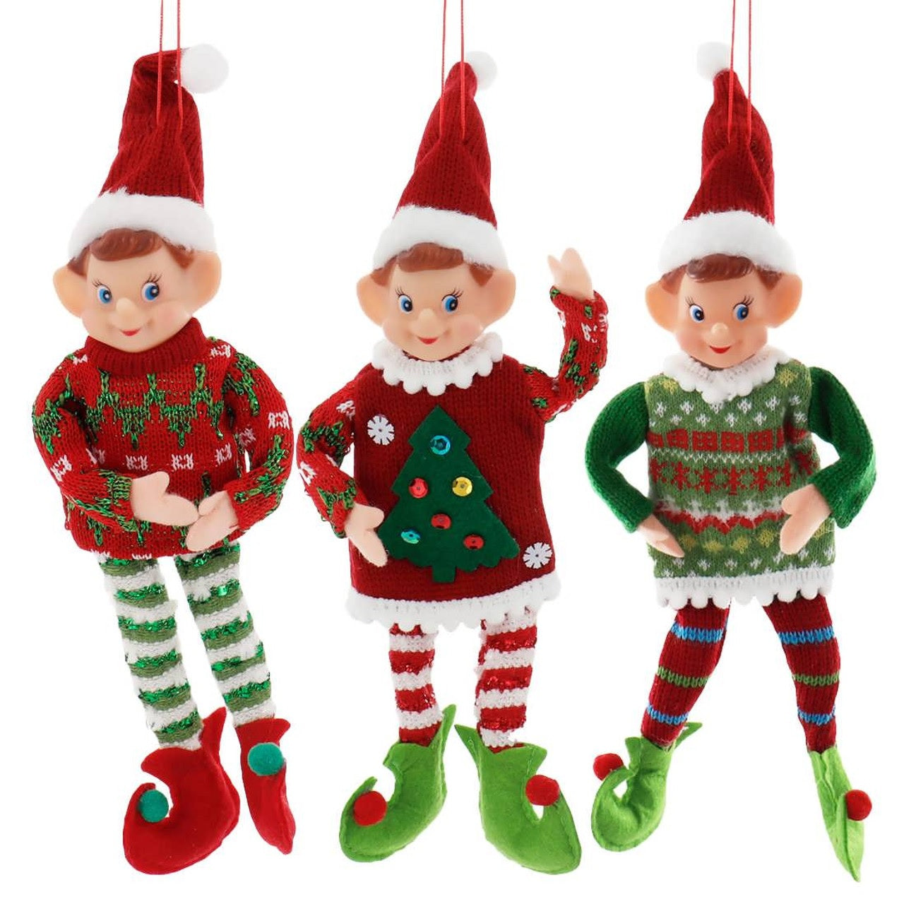 11 Pack Traditional Christmas Elf Ornaments - Handmade Holiday Decor for Tree, Mantel, and Festive Home Decorations
