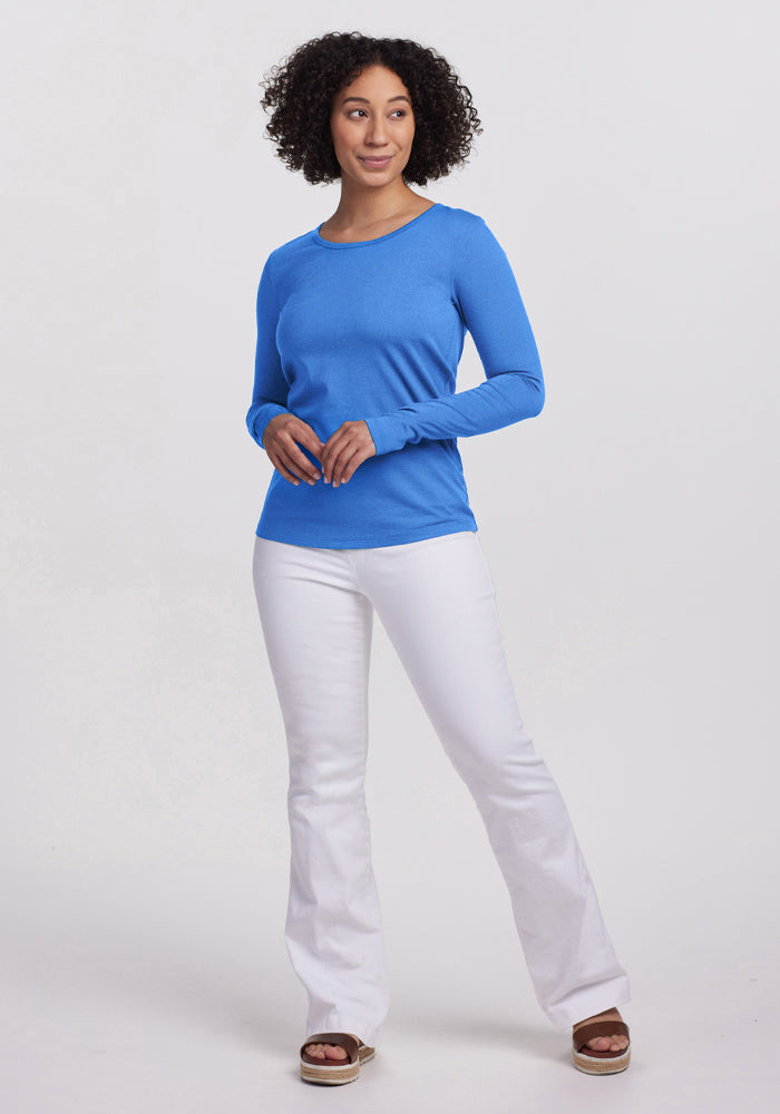 Remi Long Sleeve T-Shirt for Men & Women | Soft Cotton Casual Shirt in Blue Gelato Color | Perfect for Everyday Wear, Office & Outings