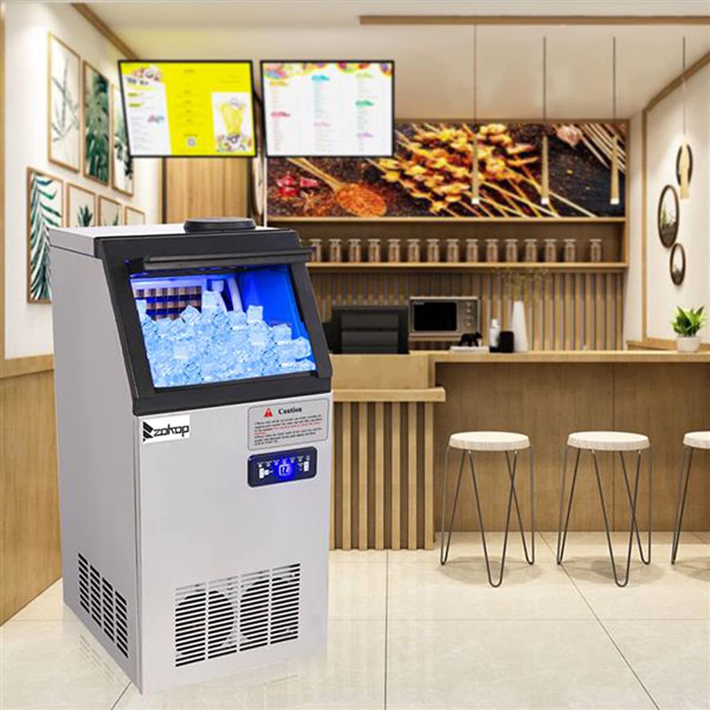 Commercial Ice Maker 110Lbs/24H, Stainless Steel Ice Machine with 24Lbs Storage - Freestanding Under Counter Ice Maker for Home, Office, Restaurant, Bar, Coffee Shop - Perfect for Cocktails, Beverages & Food Preservation