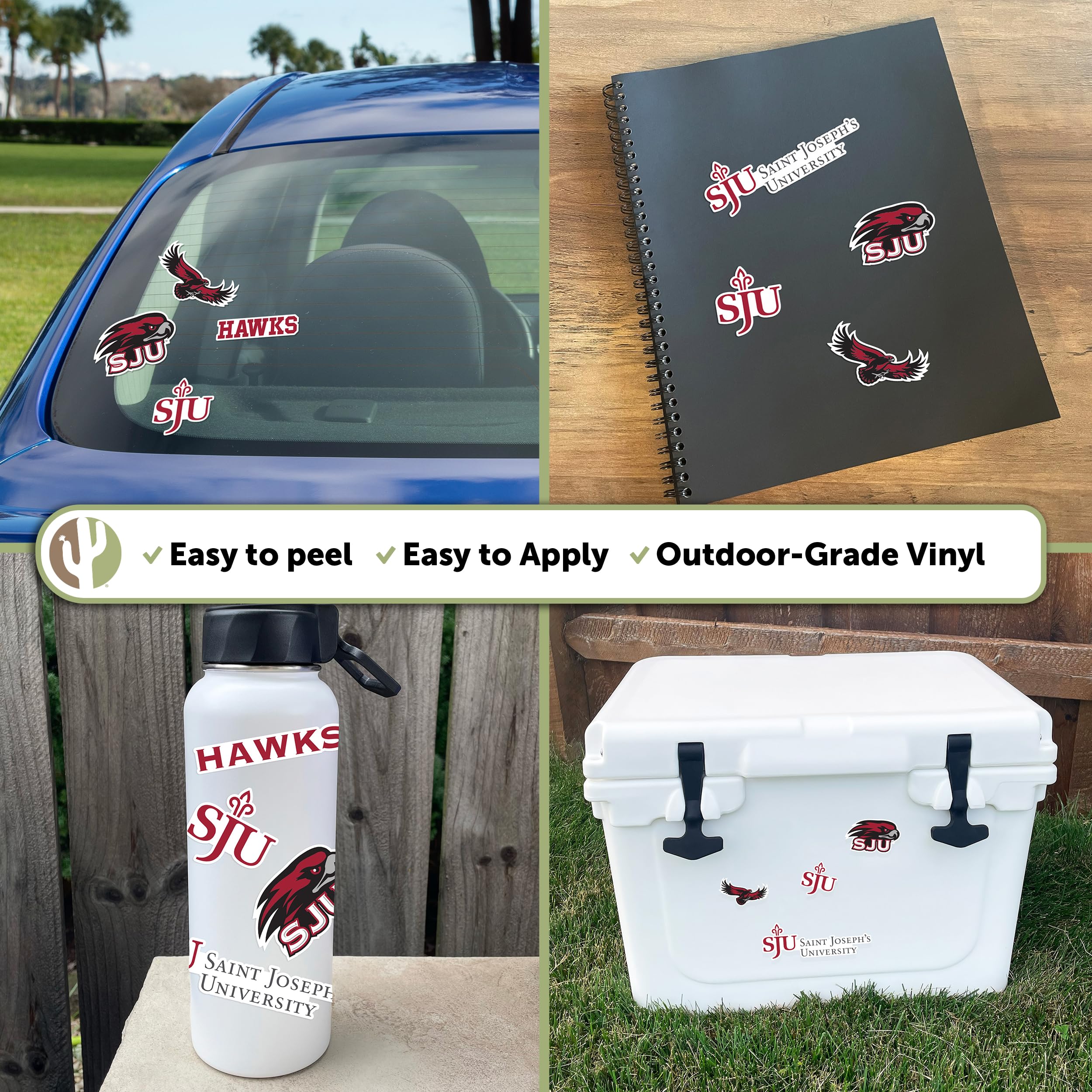 St. Joseph's Hawks Vinyl Decal Sticker - Desert Cactus Design for Laptop, Water Bottle, Car & Scrapbook - Durable Waterproof Decals for College Fans | Perfect for Dorm Decor, School Spirit & Game Day Accessories