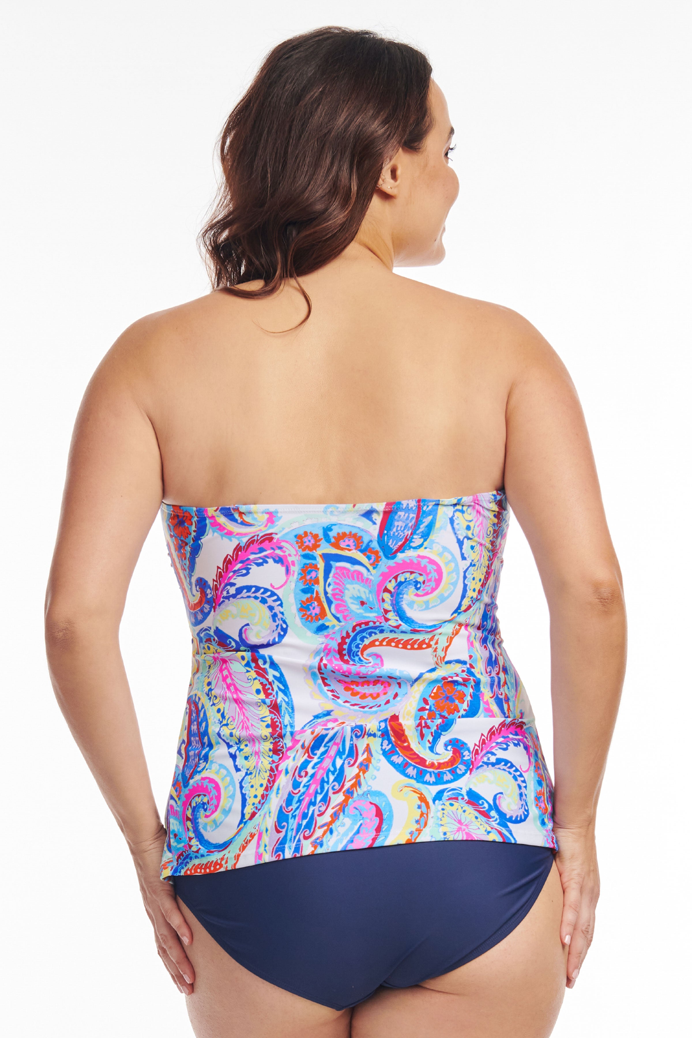 Plus Size Sweetheart Neckline A-Line Tankini Top - French Paisley Print Swimwear for Women | Beach Vacation, Pool Party & Summer Getaways