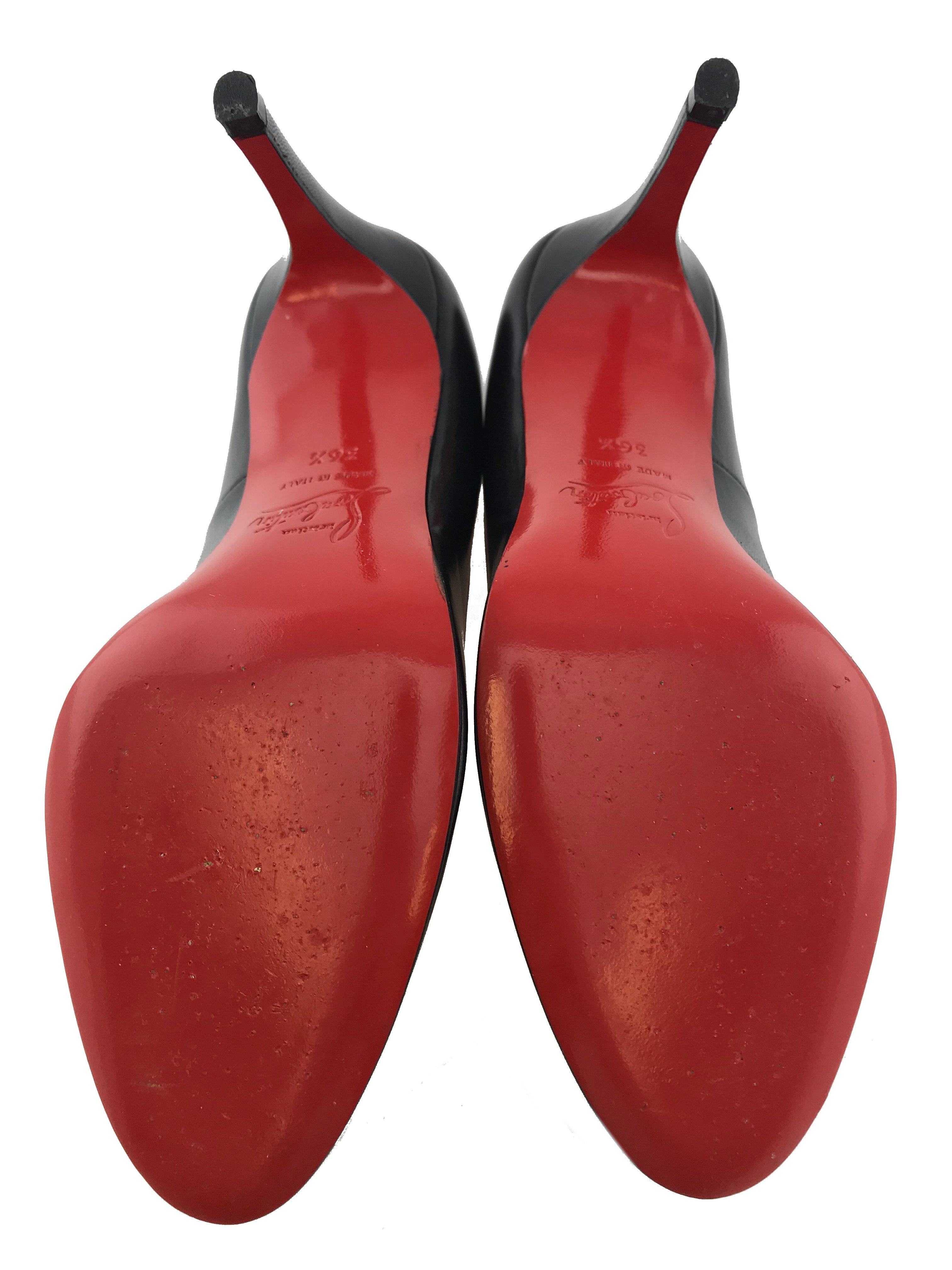 Christian Louboutin Women's Red Leather Pumps Size 6.5 - Classic Pointed Toe High Heels for Wedding, Party & Evening Wear