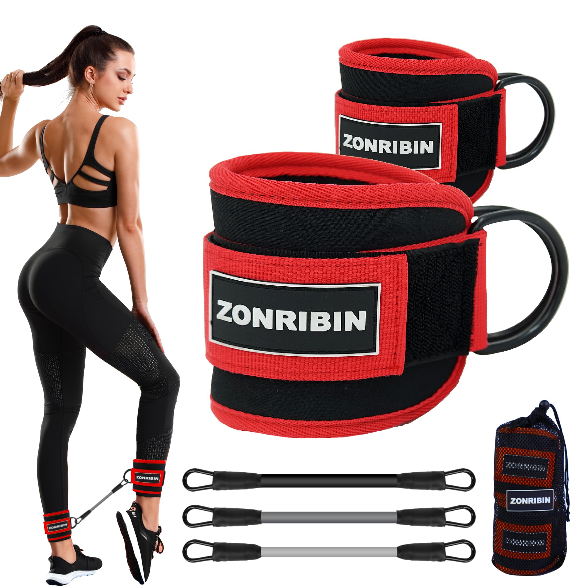 Ankle Resistance Bands with Adjustable Cuffs for Glute Workouts - Perfect for Kickbacks, Leg Extensions & Hip Abductors | Gym, Home & Cable Machine Training | Fitness Accessories for Women & Men