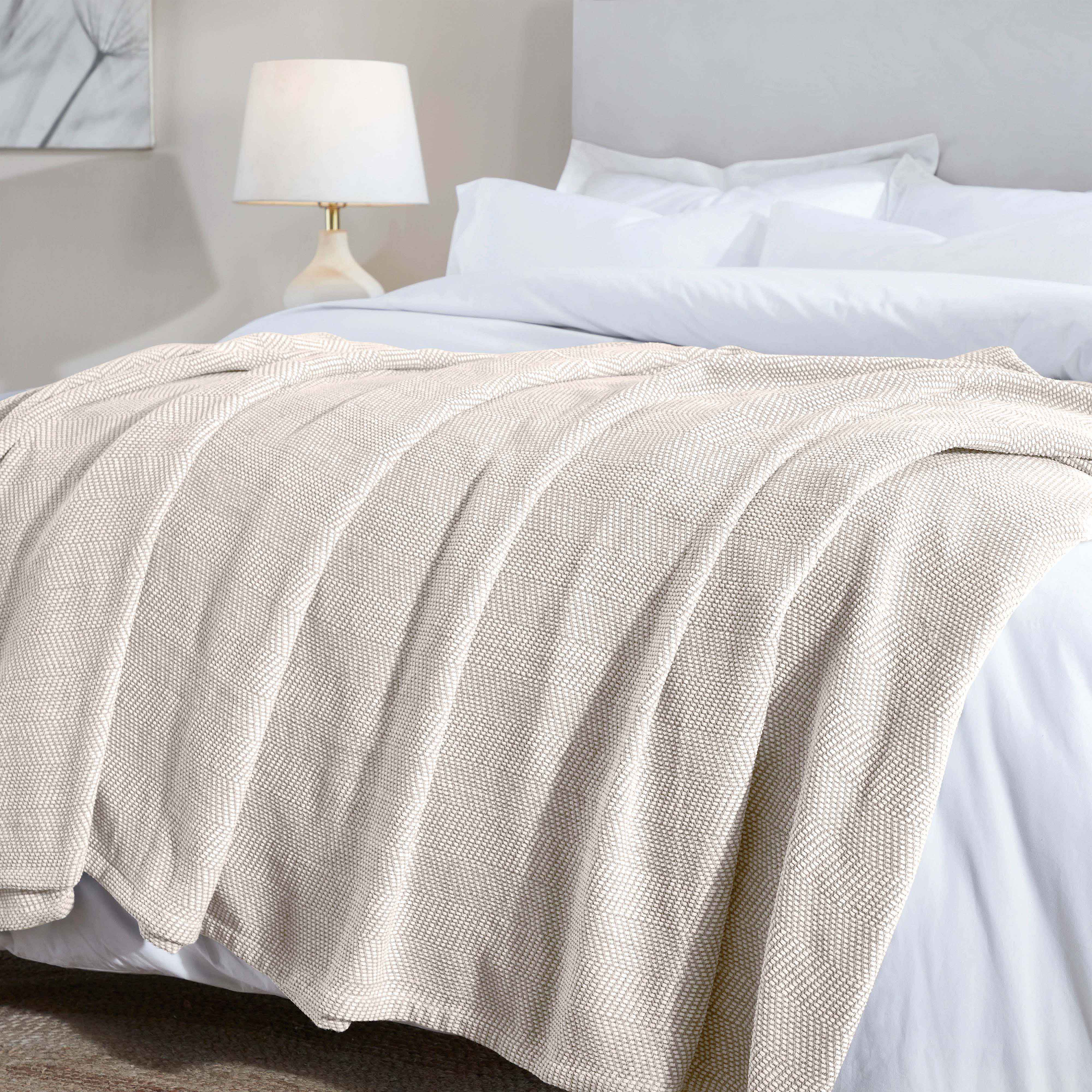 Premium Maya Chenille Herringbone Cotton Blanket - Medium Weight Soft Throw for Bed, Sofa & Couch - Cozy Home Decor for All Seasons