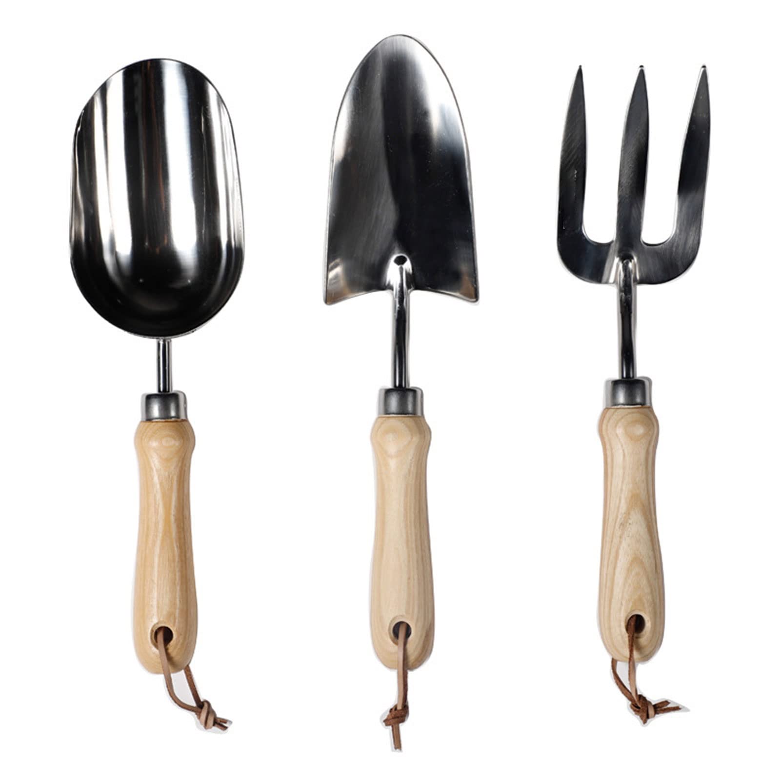 Premium 3-Piece Stainless Steel Heavy Duty Garden Tool Set with Ergonomic Wooden Handle - Durable Outdoor Planting Tools for Gardening, Landscaping & Yard Work - Perfect for Weeding, Digging & Soil Cultivation