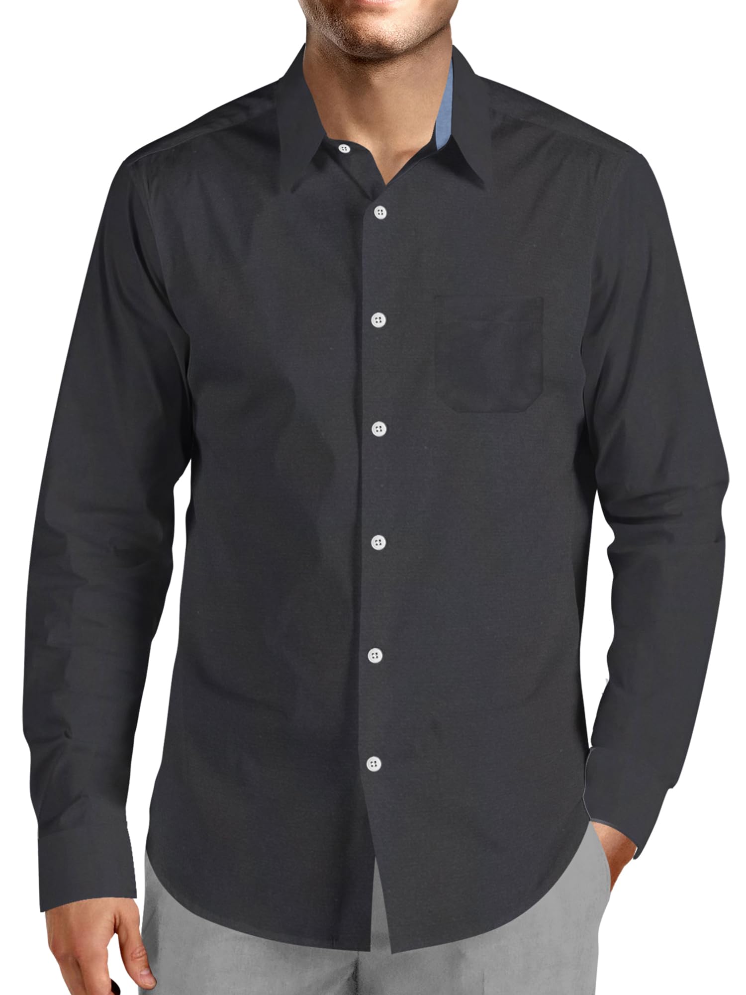 Visive Men's Long Sleeve Button Down Dress Shirts - Solid Color Big & Tall Multi-Pack | Perfect for Office Wear, Business Casual & Formal Occasions