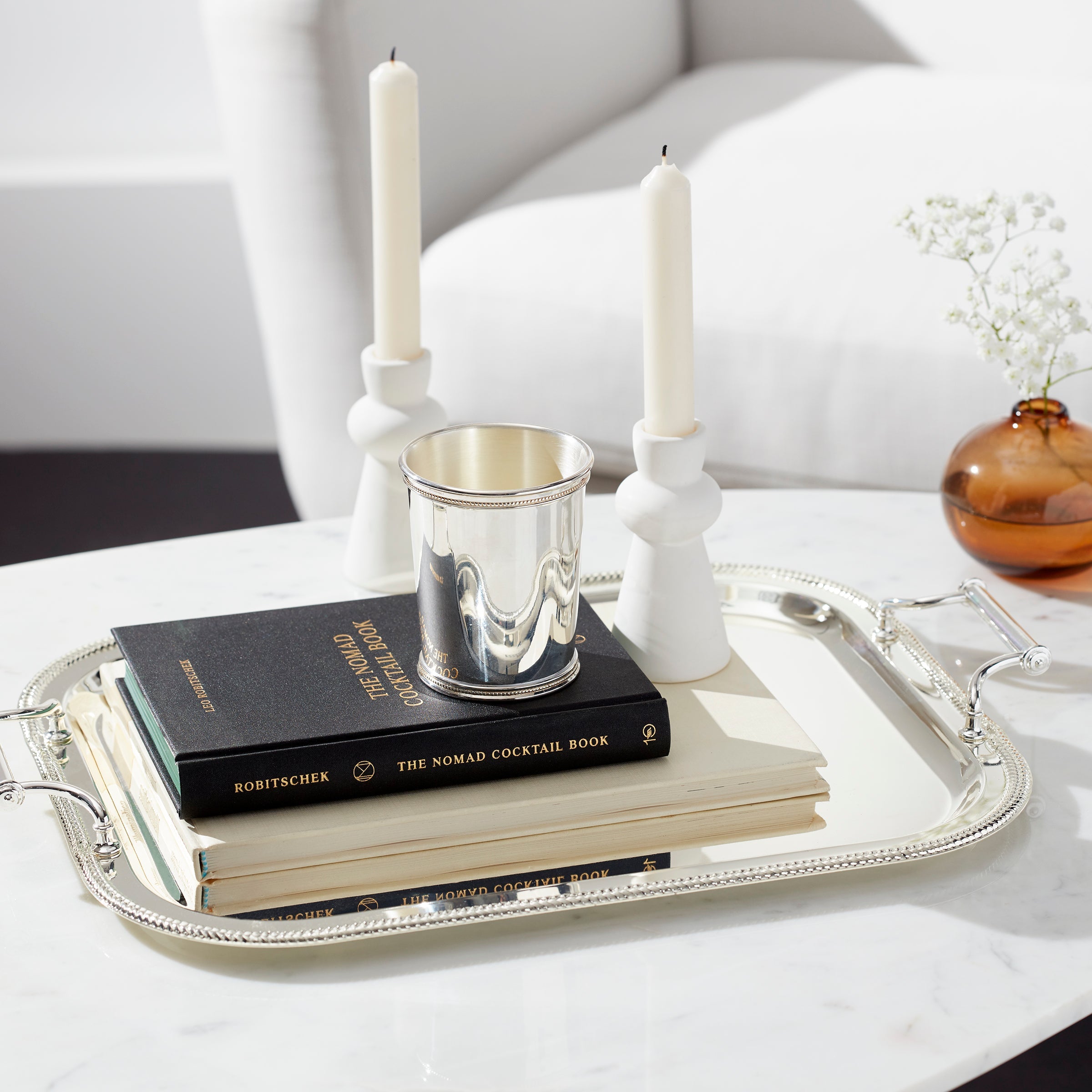 Elegant Rectangle Silver-Plated Serving Tray with Handles - Perfect for Tea Parties, Wedding Receptions & Home Decor