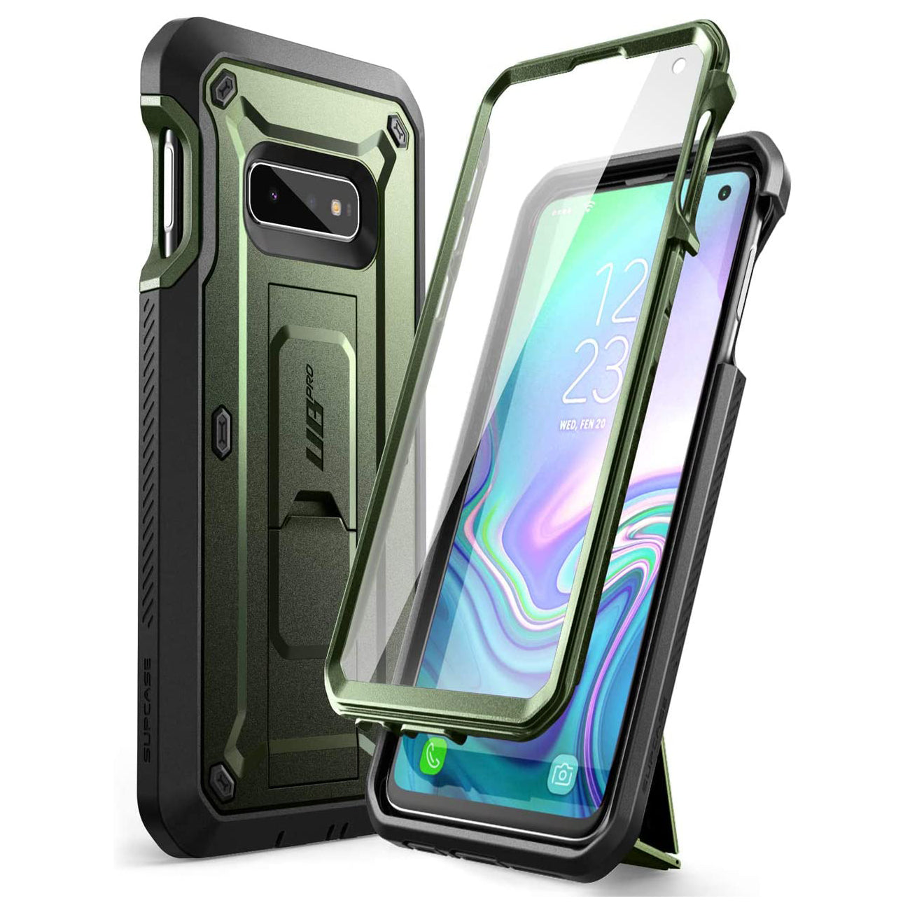 Samsung Galaxy S10e Unicorn Beetle Pro Full Body Rugged Holster Case - Heavy Duty Protection, Dark Green - Perfect for Outdoor, Work & Extreme Sports