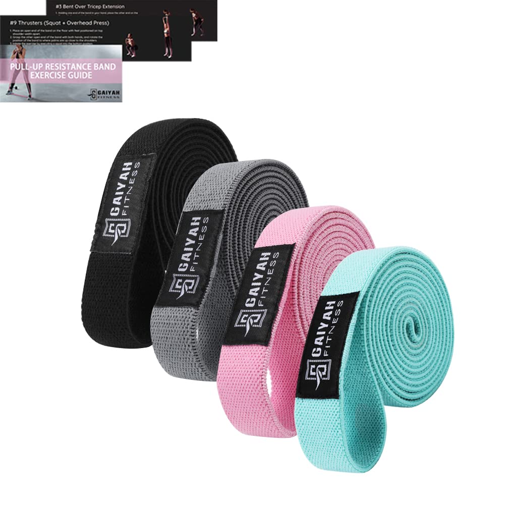 GAIYAH FITNESS Long Resistance Bands Set for Women - 4-Piece Full Body Workout Bands with Loops for Strength Training, Yoga, Pilates & Home Gym Exercises - Ideal for Stretching, Toning & Rehabilitation