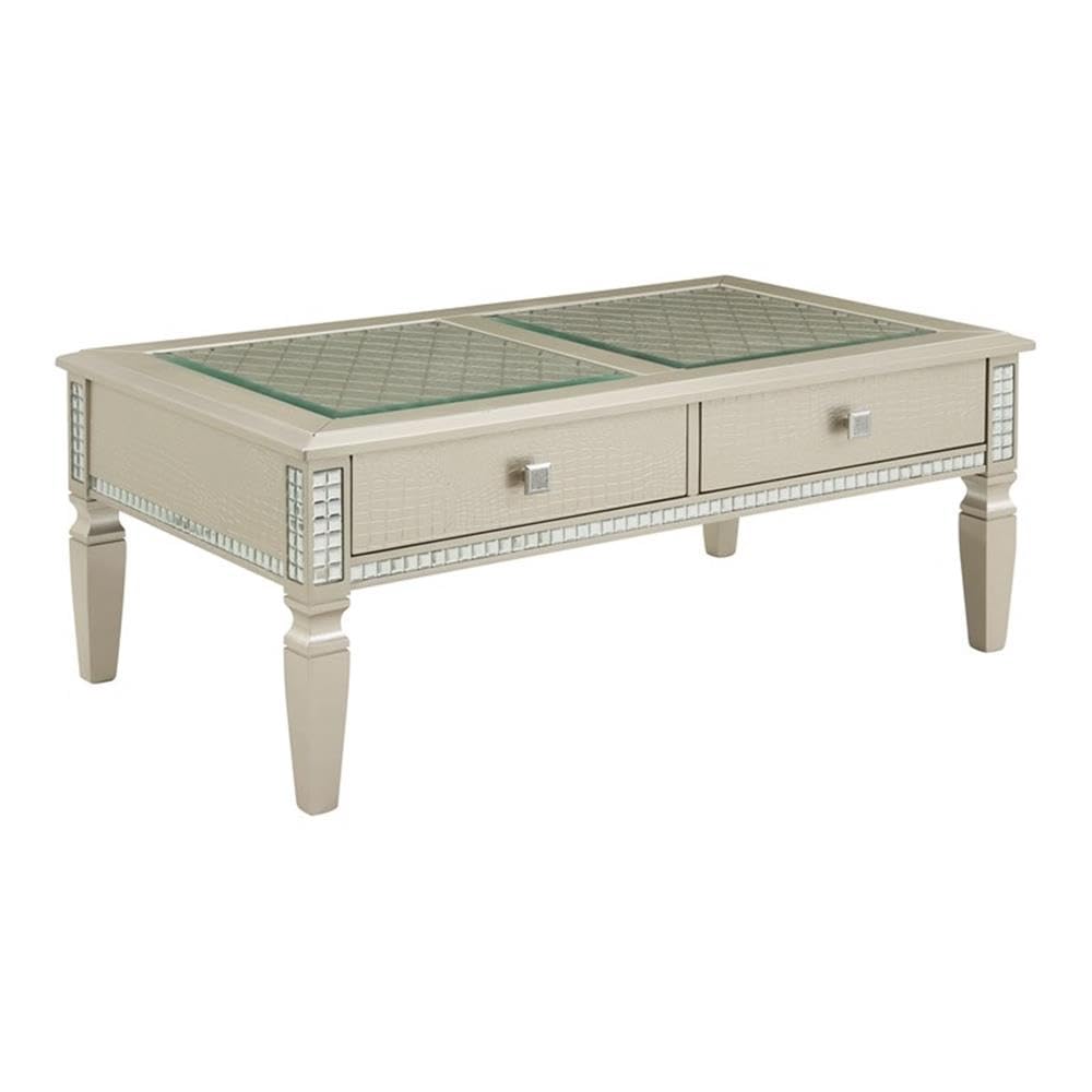 Diffin Transitional Wood Coffee Table Set - 3-Piece Silver for Living Room