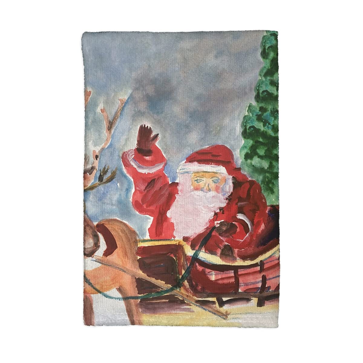 16 x 25 Inch Christmas Reindeer and Santa Claus Kitchen Towels - Absorbent Holiday Dish Towels for Baking, Cooking, and Festive Home Decor